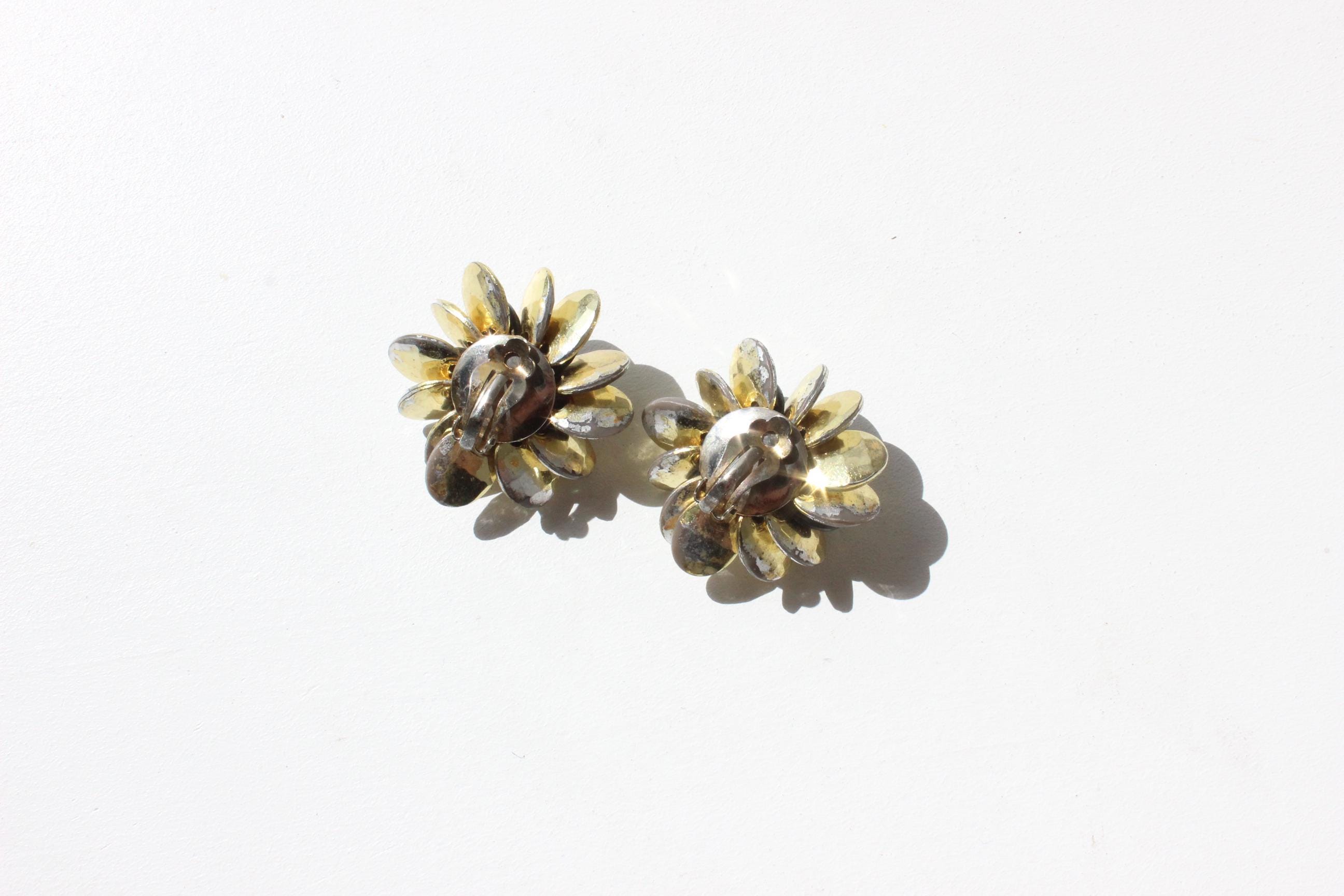 80s Fun Beaded Oversized Flower Clip Ons