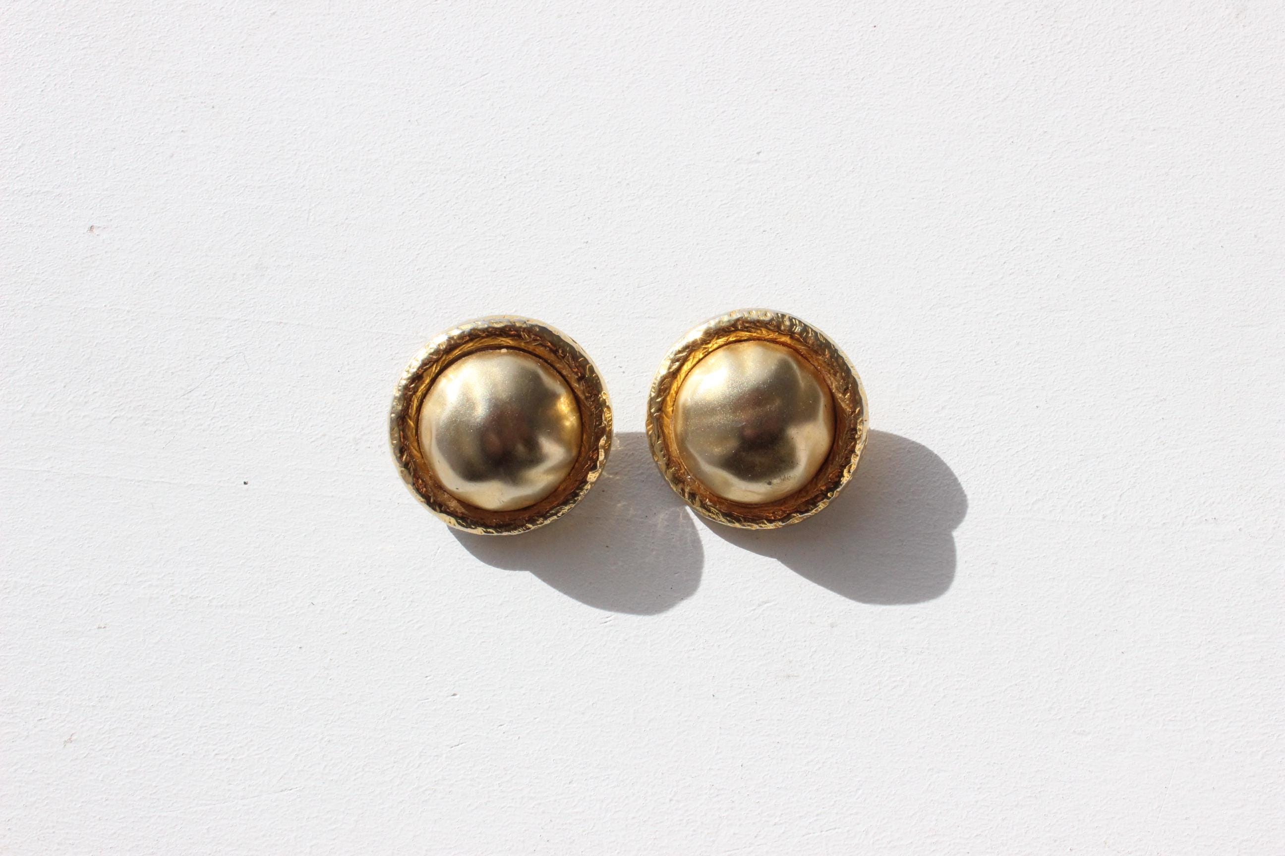 80s Modernist Chunky Gold Clip Ons