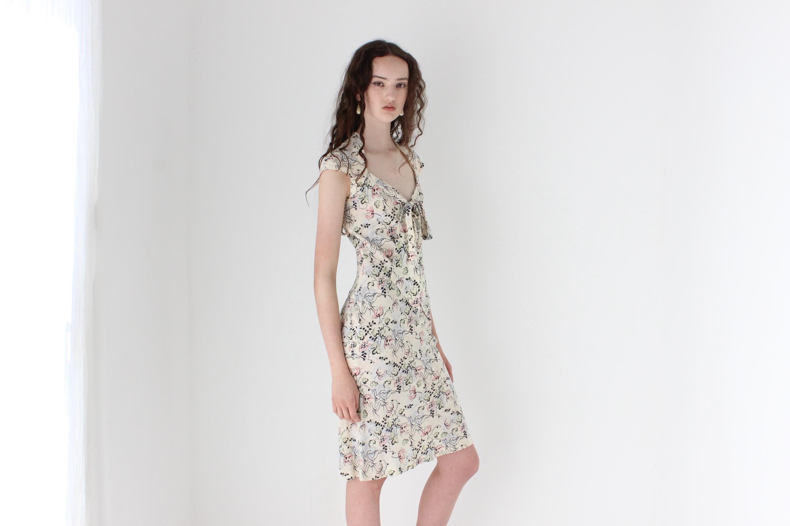 1995 Archival Chloé by Karl Lagerfeld Bias Cut Silk Tea Dress