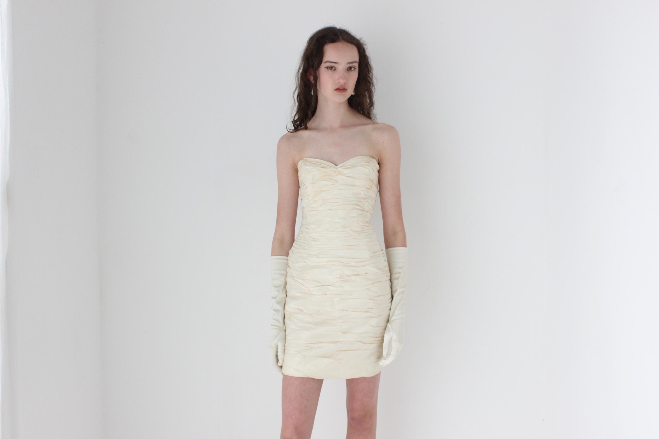 1990s Roland Nivelais Textural Silk Taffeta Mini