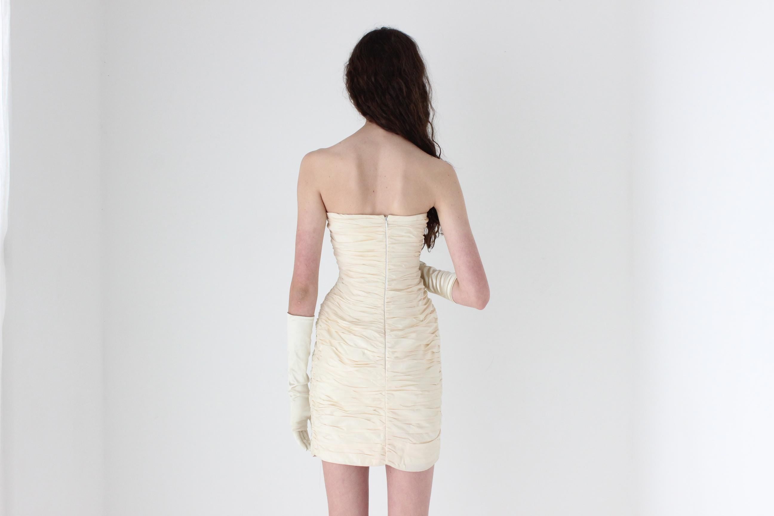 1990s Roland Nivelais Textural Silk Taffeta Mini