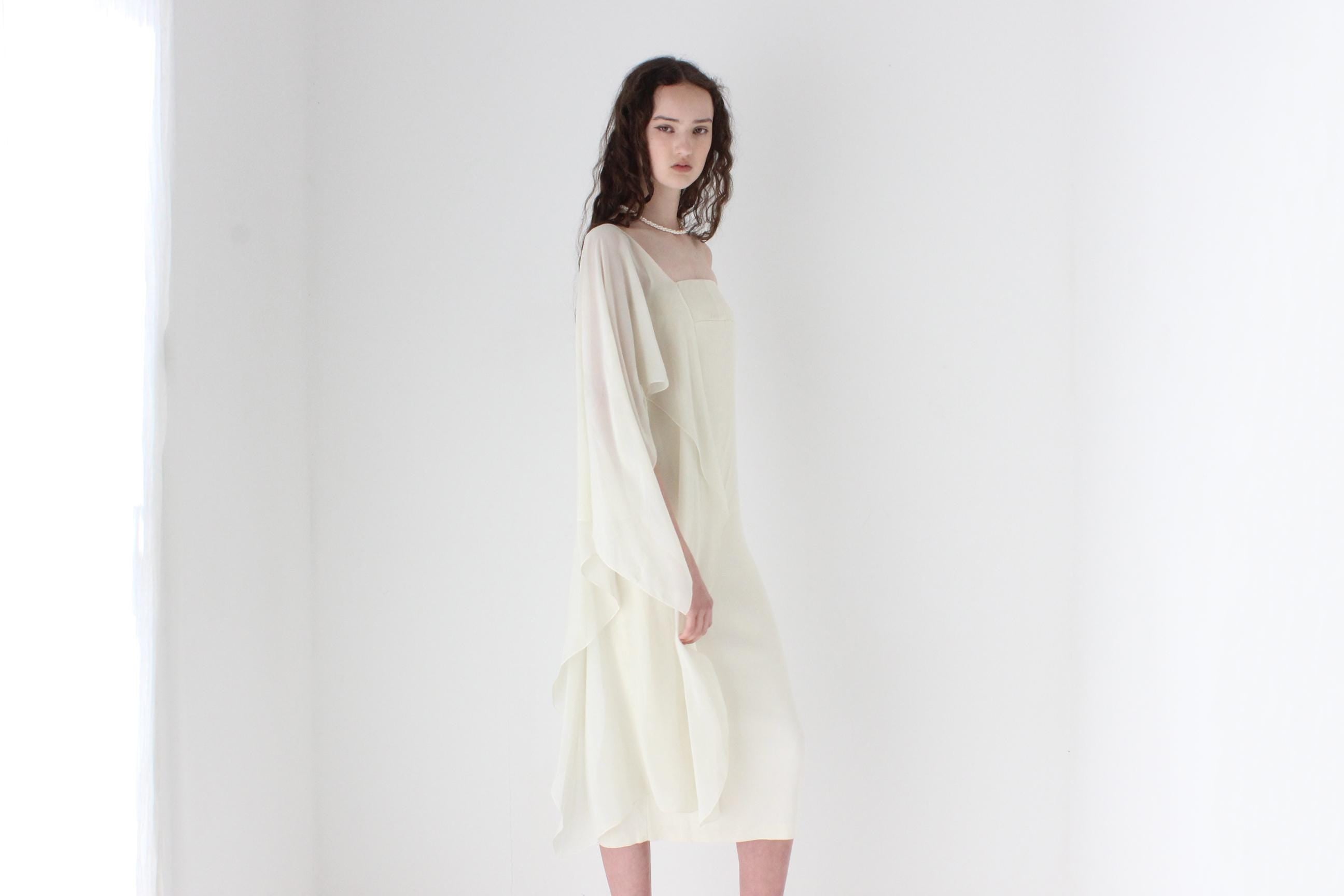 2000s Asymmetric One Shoulder Sheath Dress