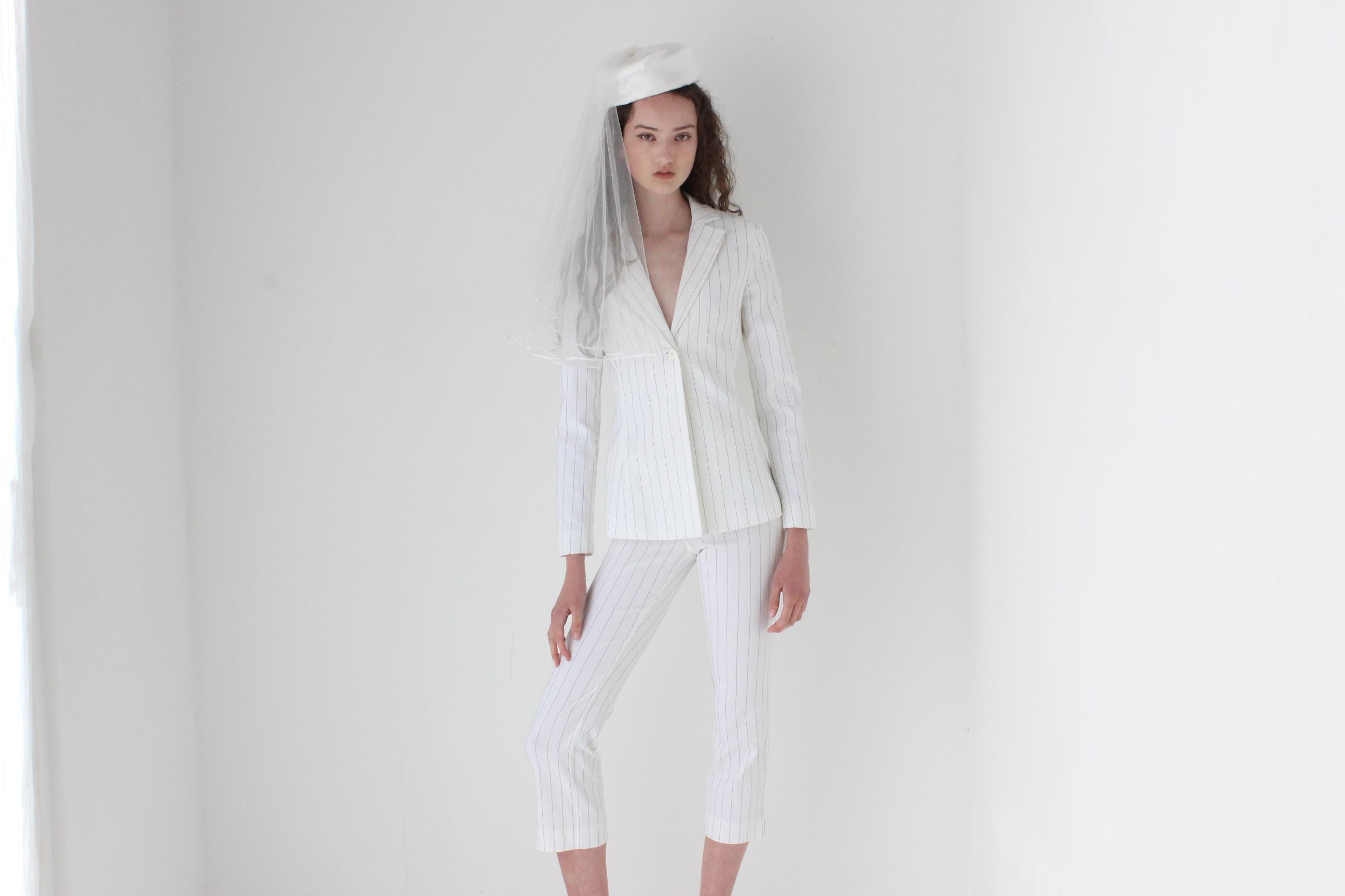 Y2K Pinstripe Capri Suit