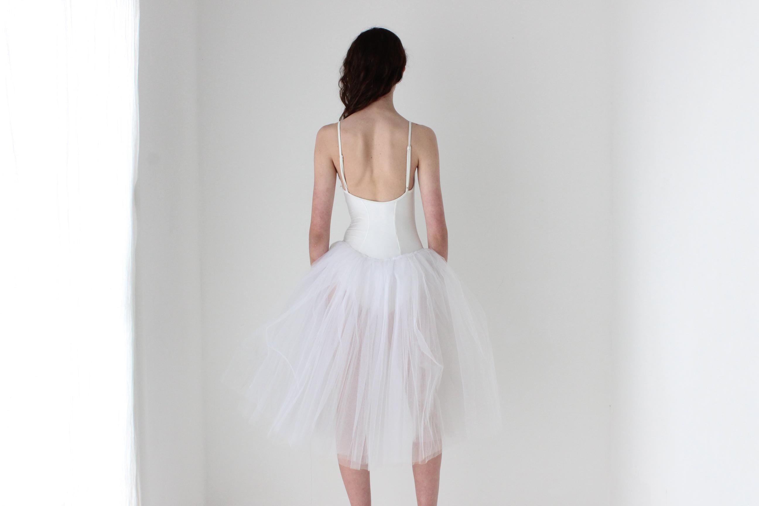 90s White Swan Ballet Tutu Party Dress