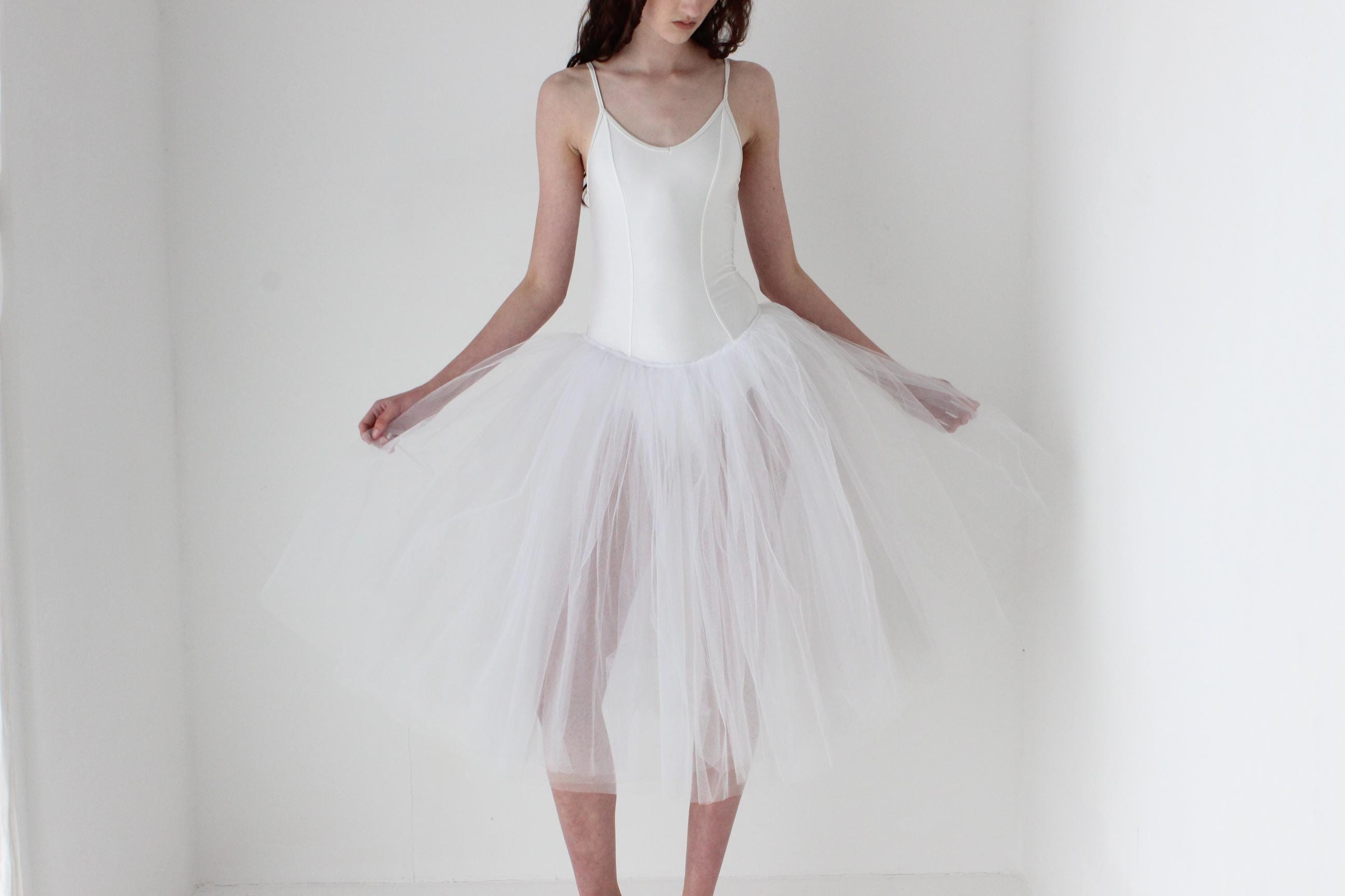 90s White Swan Ballet Tutu Party Dress
