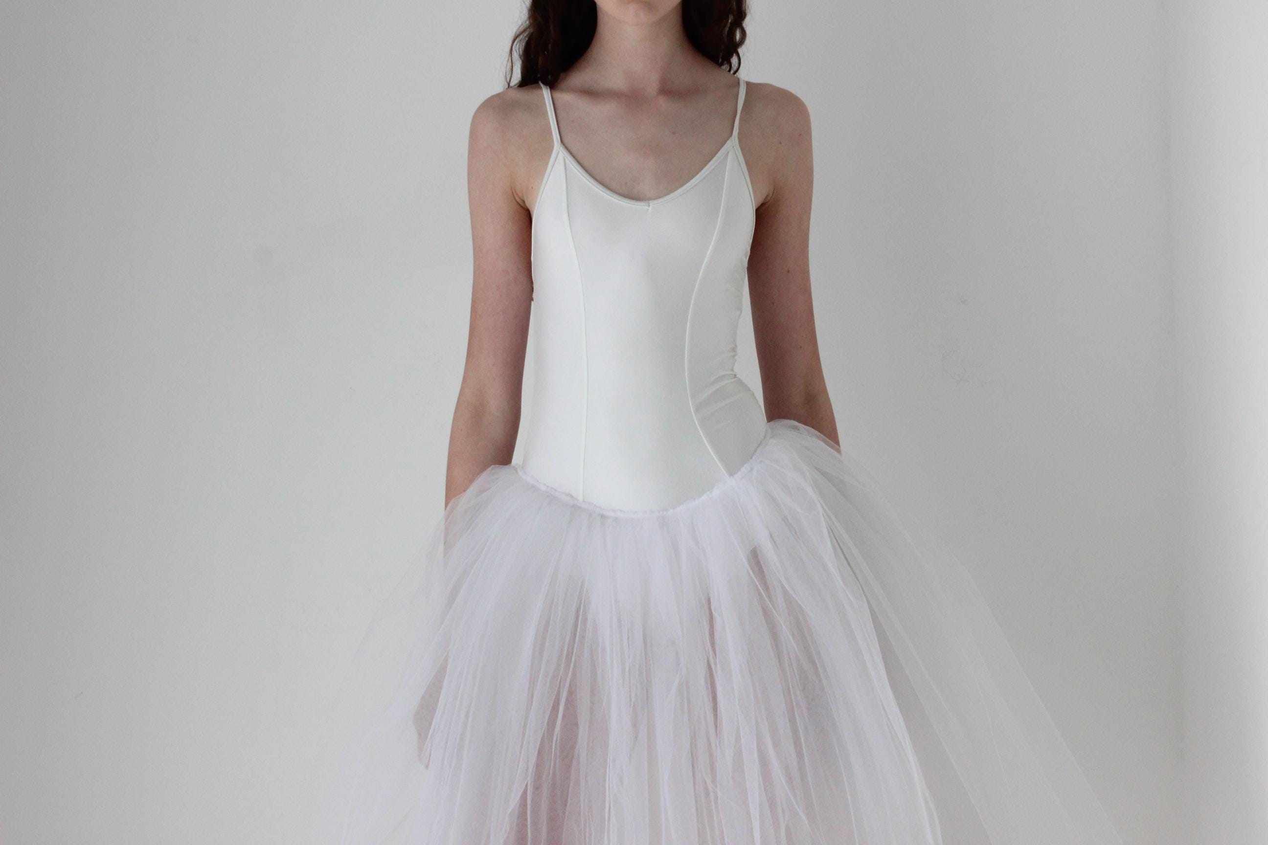 90s White Swan Ballet Tutu Party Dress