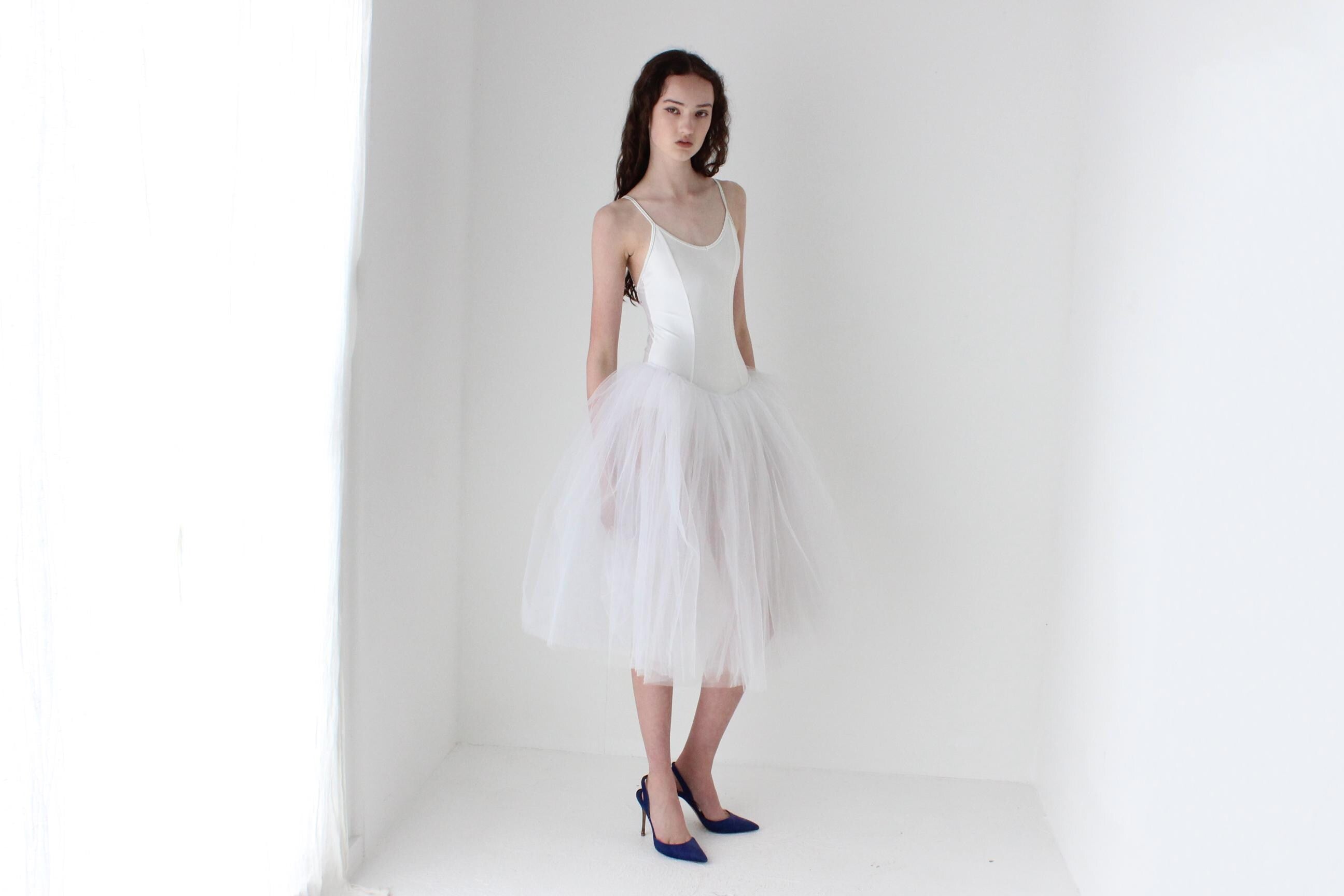 90s White Swan Ballet Tutu Party Dress