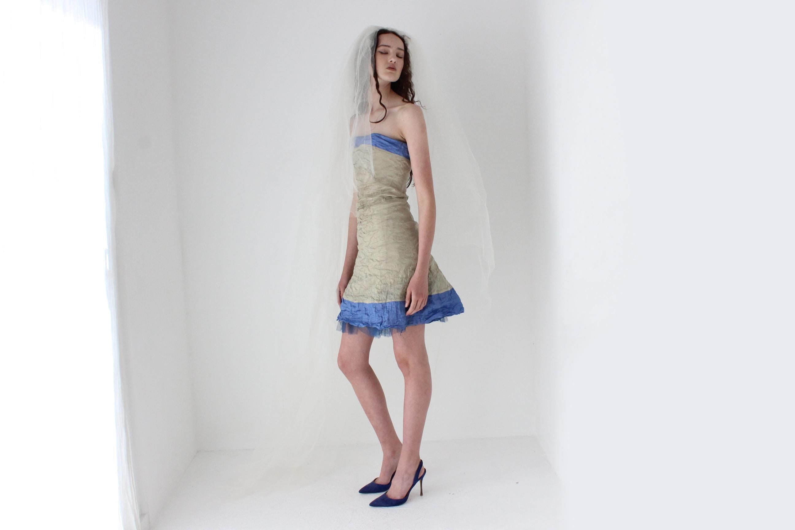 Y2K Nicole Miller Metallic Strapless Mini
