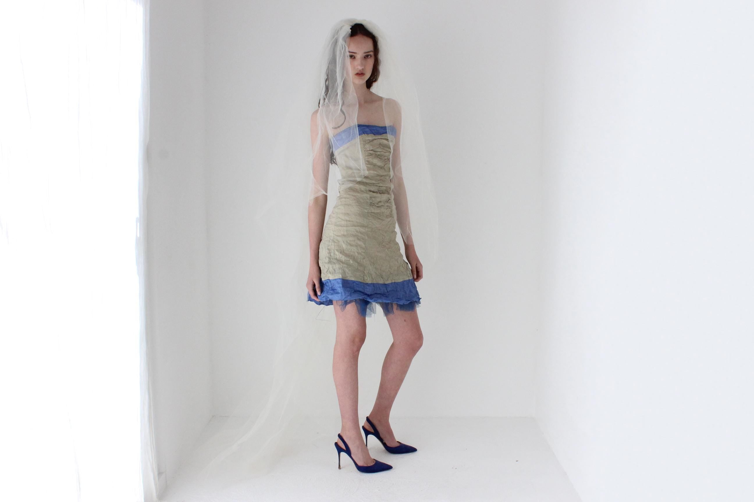 Y2K Nicole Miller Metallic Strapless Mini