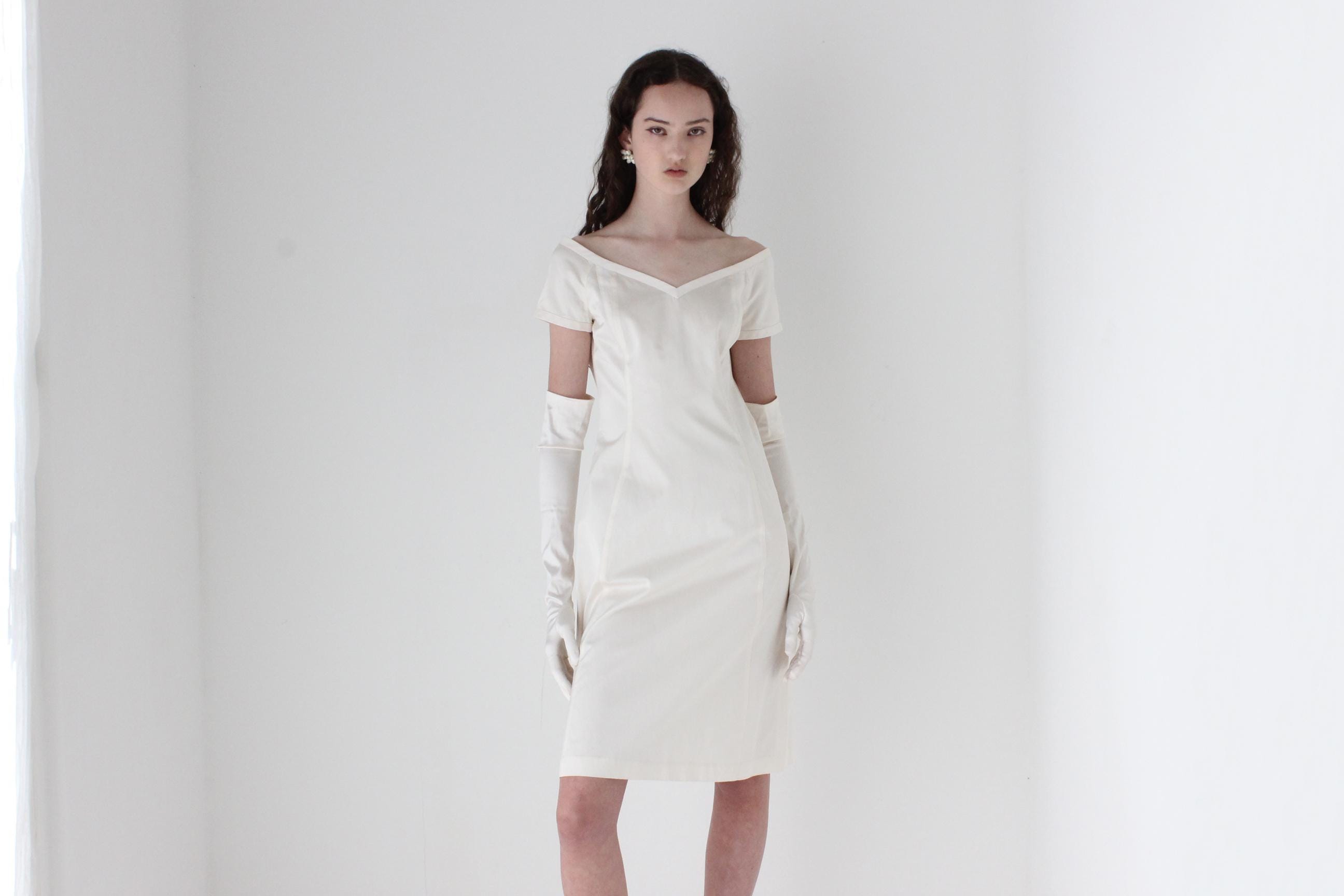 2000s Narcisco Rodriguez Silk Open Neck Short Sleeve Mini