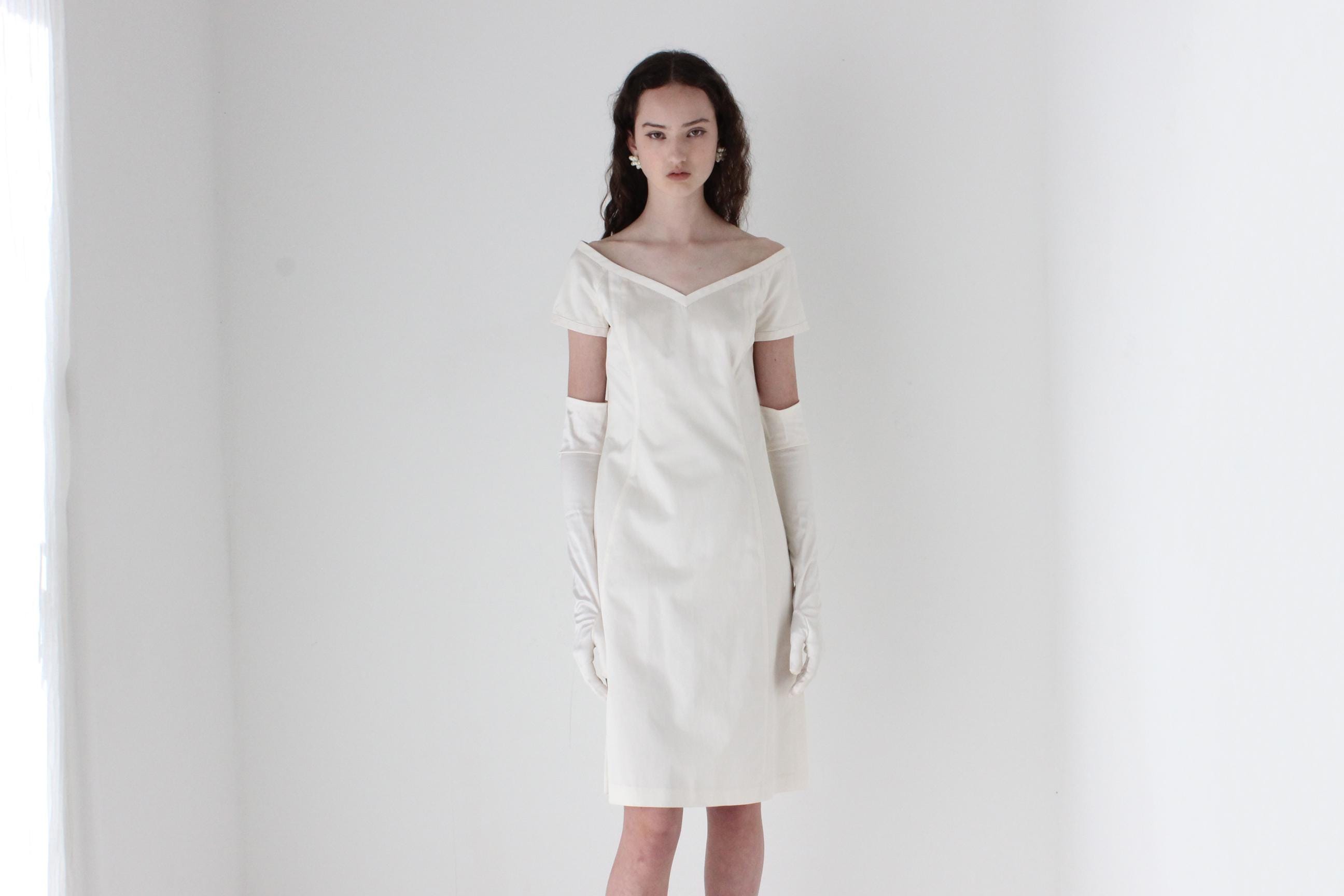 2000s Narcisco Rodriguez Silk Open Neck Short Sleeve Mini