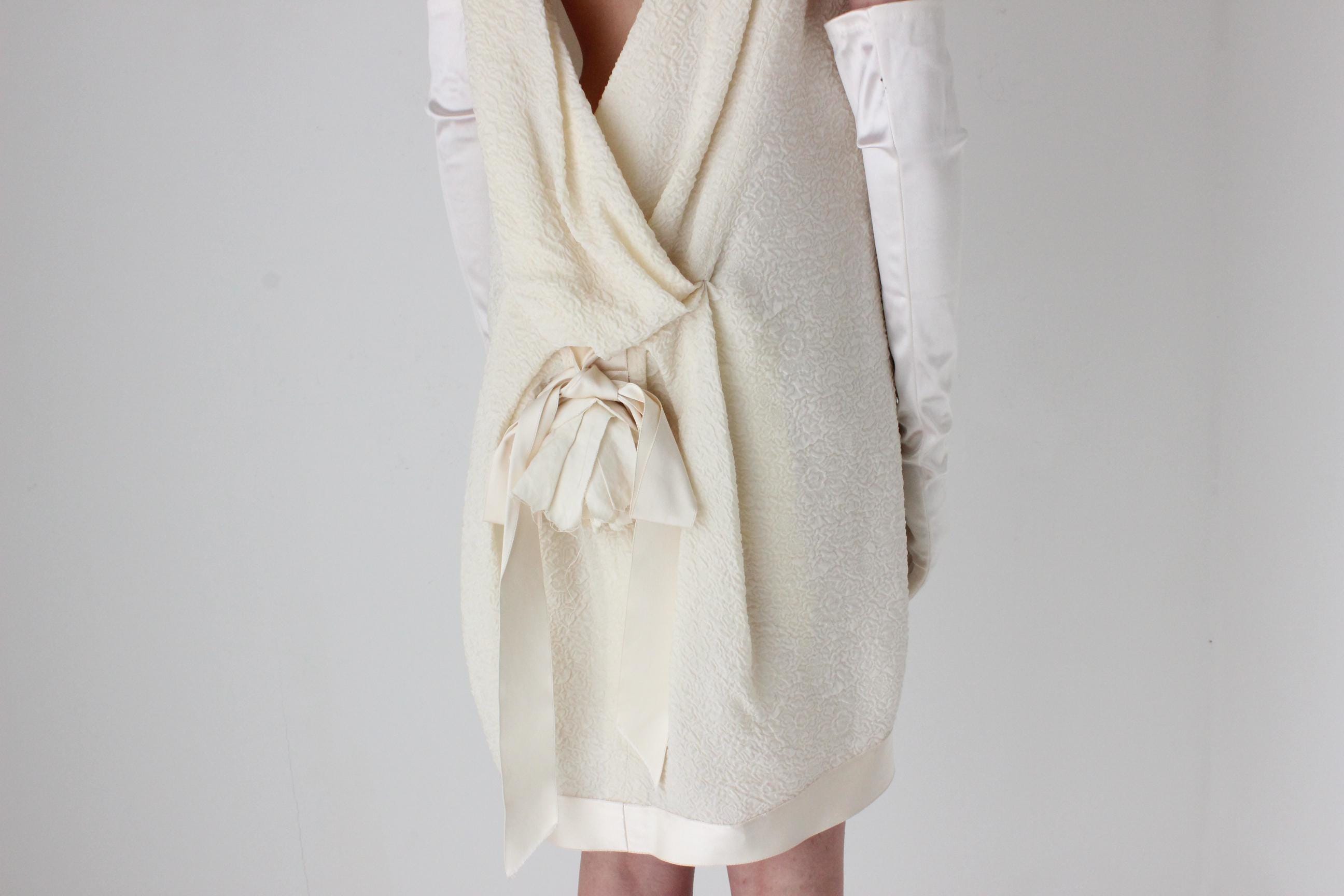 2004 LANVIN Silk Cloque Mini w/ Stunning Rosette