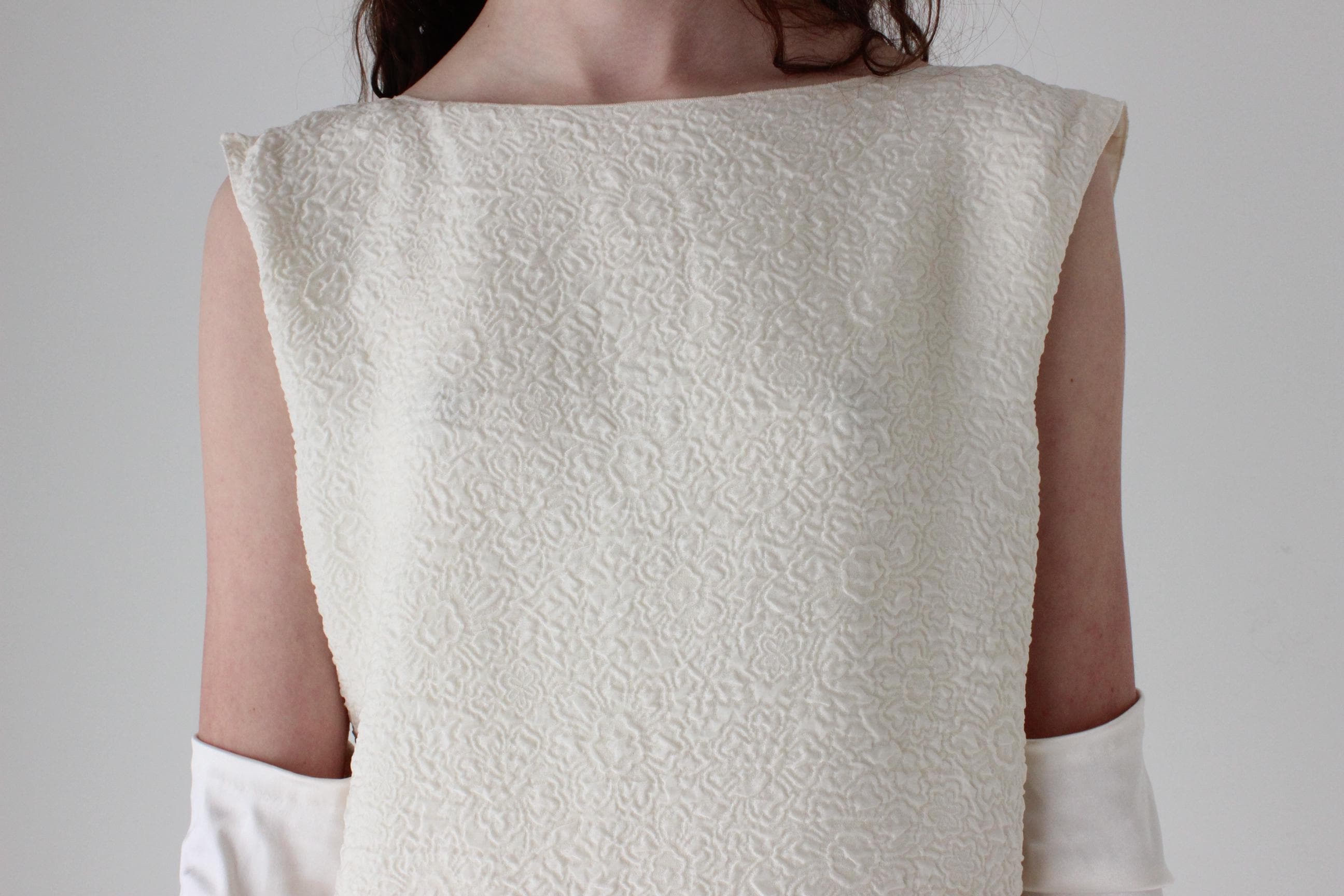 2004 LANVIN Silk Cloque Mini w/ Stunning Rosette