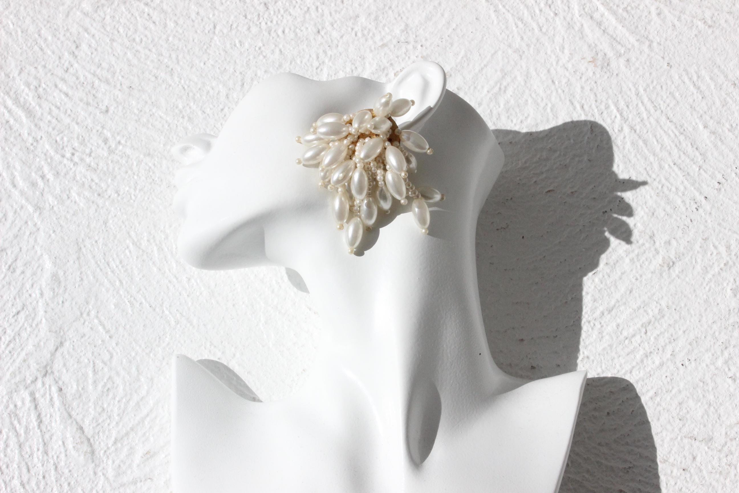 80s Baroque Pearl Oversized Chandelier Clip Ons