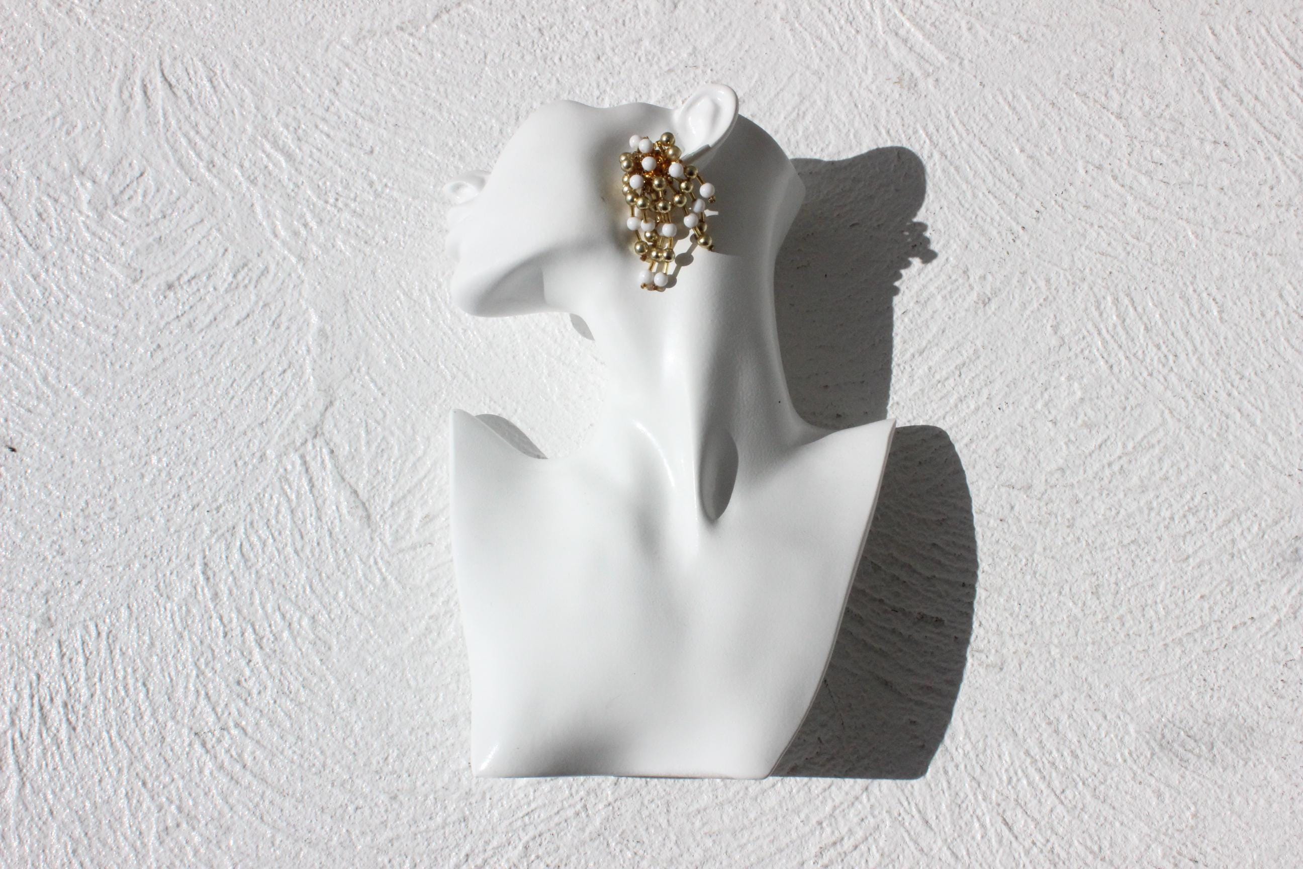 80s Dangling Ivory & Gold Chandelier Clip Ons