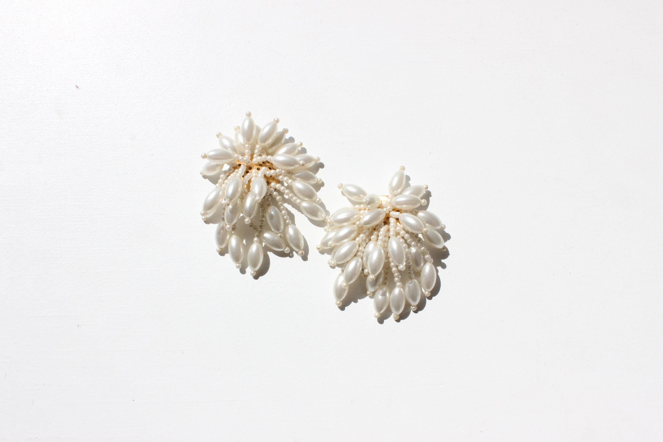 80s Baroque Pearl Oversized Chandelier Clip Ons