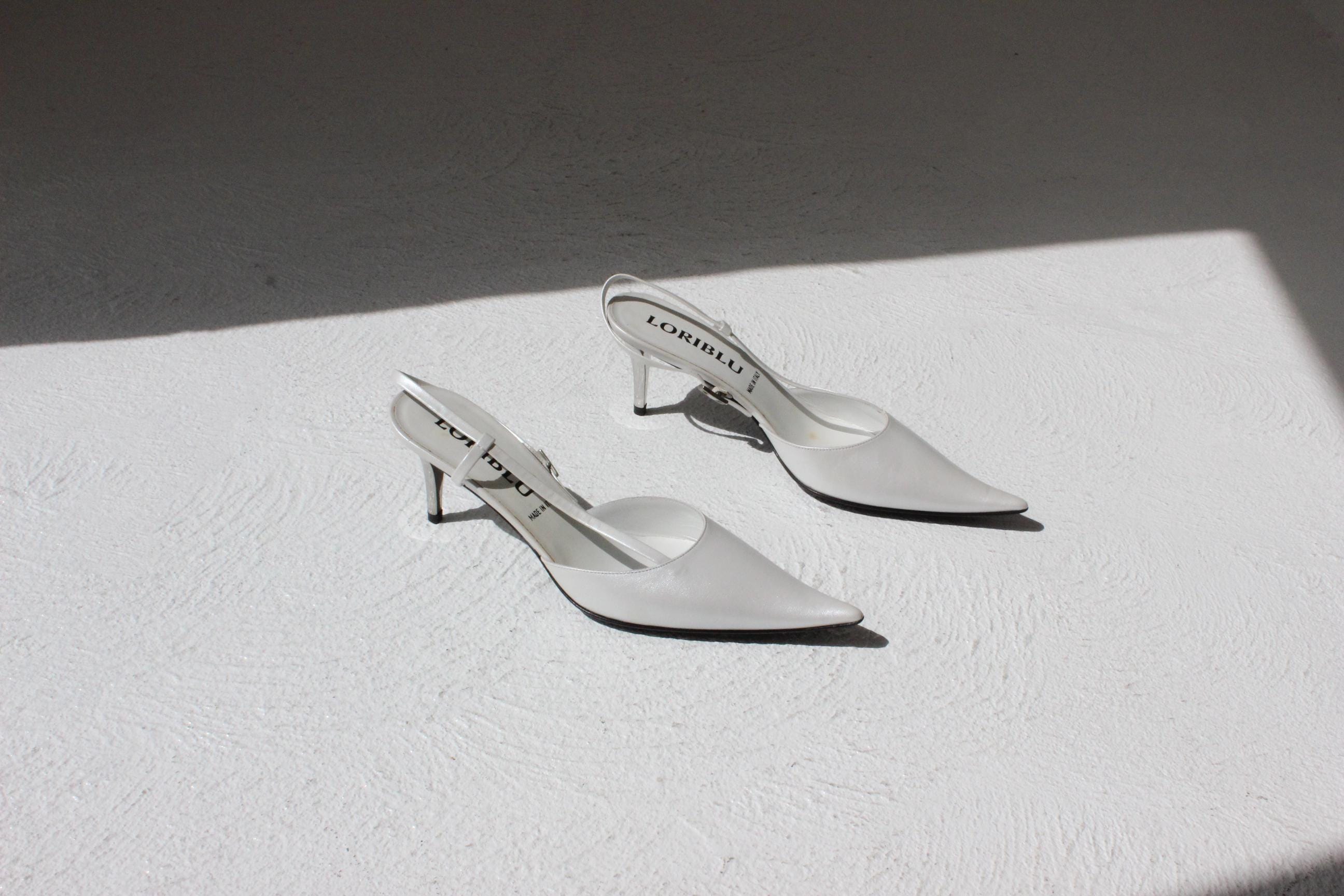 Y2K Italian Vintage Pointed Leather Heels - Euro 39