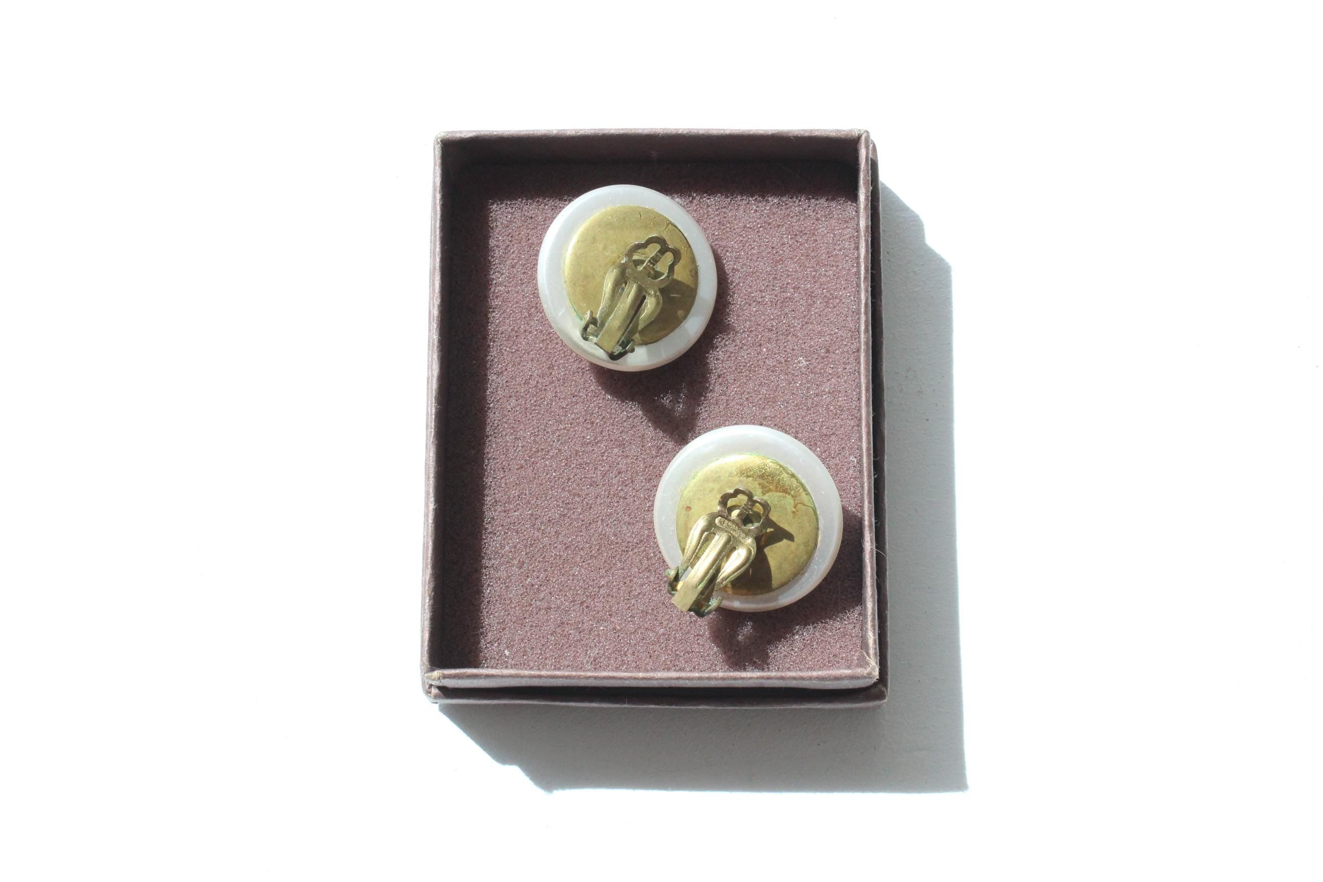 80s Pearlescent Ivory Clip Ons
