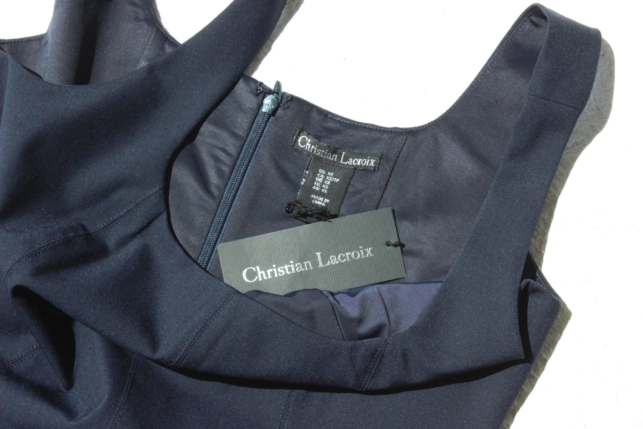 FRENCH COLLECTION 2000s Christian Lacroix Midnight Scuba Scoop Neck Dress