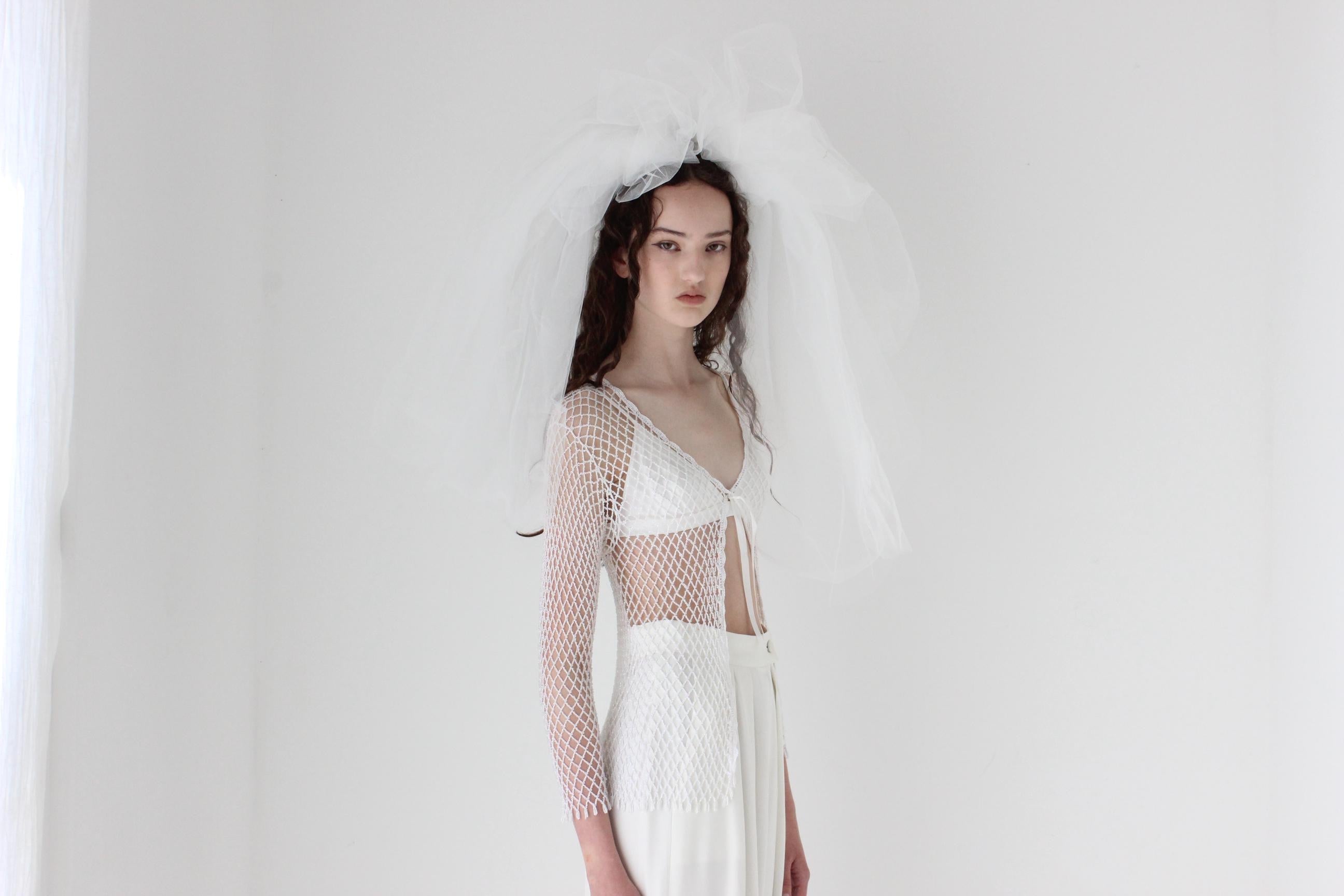 Y2K Beaded Net Party Top