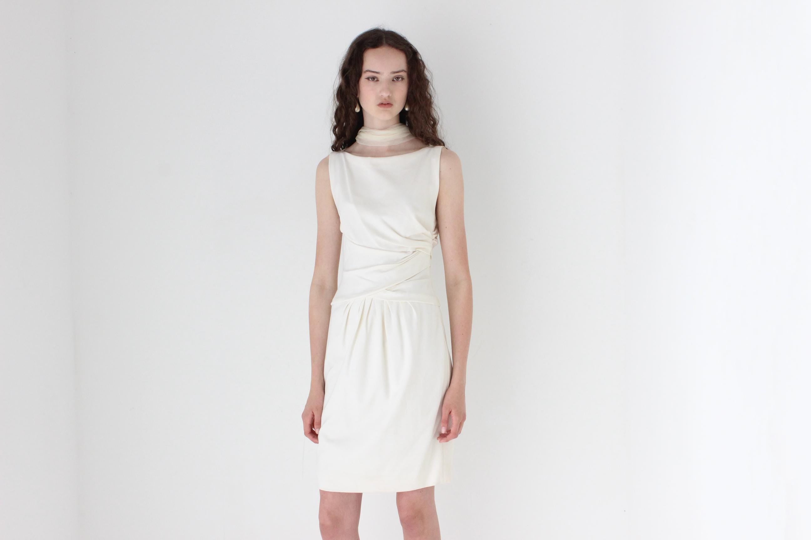 Y2K Moschino Draped Jersey High Neck Vintage Mini Dress