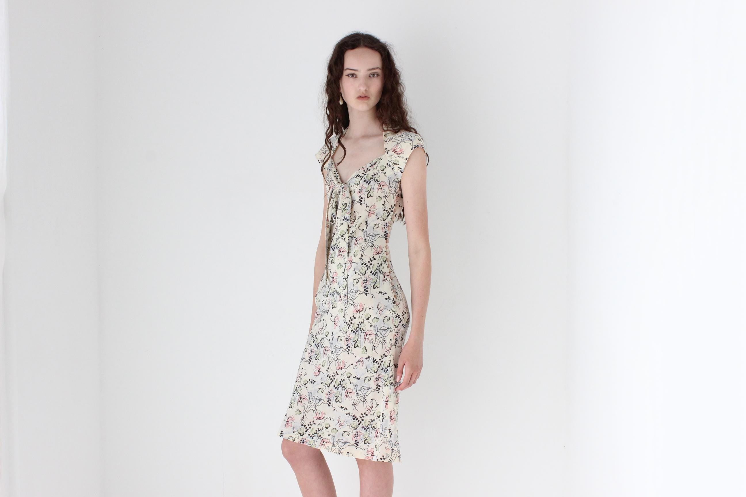 1995 Archival Chloé by Karl Lagerfeld Bias Cut Silk Tea Dress