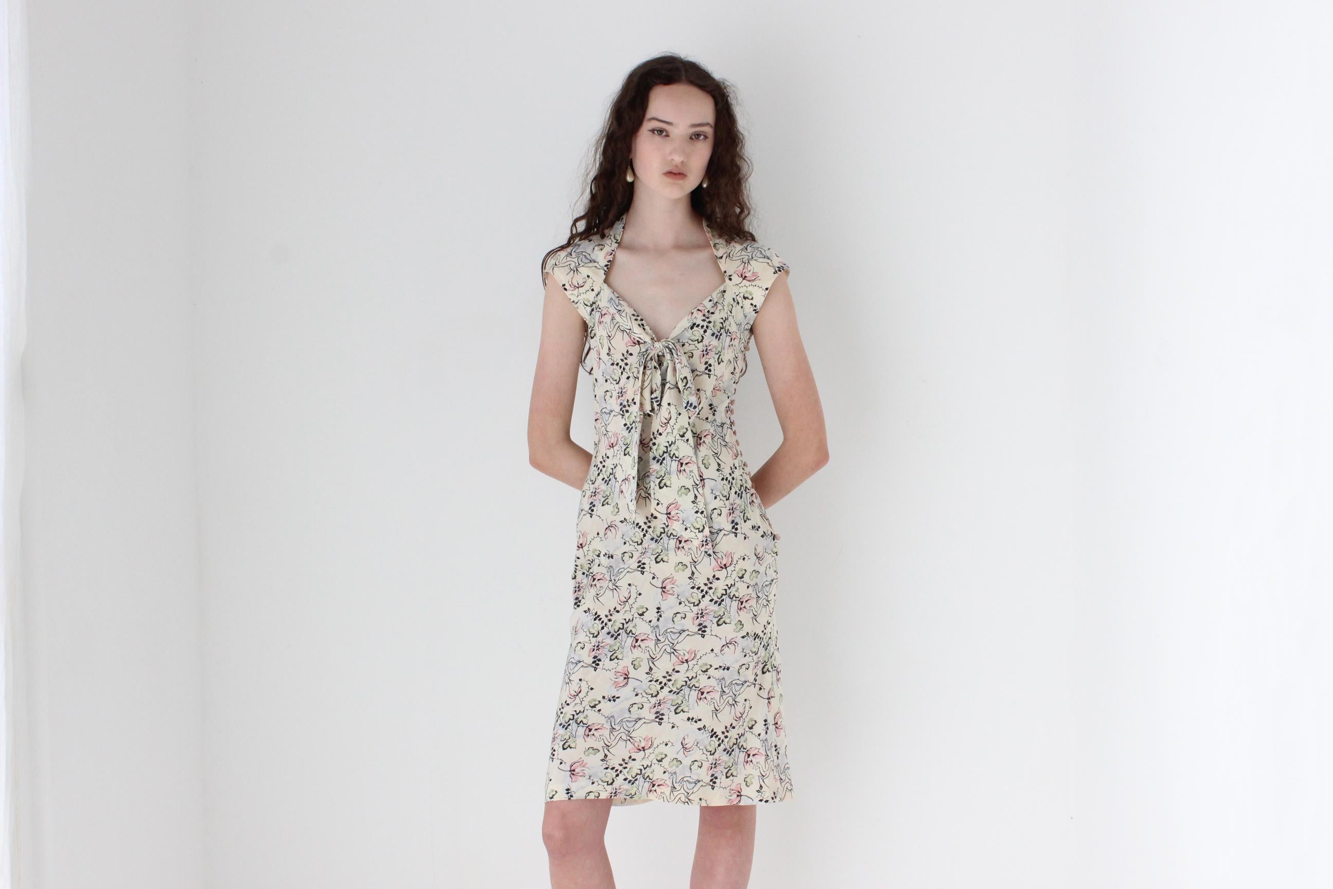 1995 Archival Chloé by Karl Lagerfeld Bias Cut Silk Tea Dress