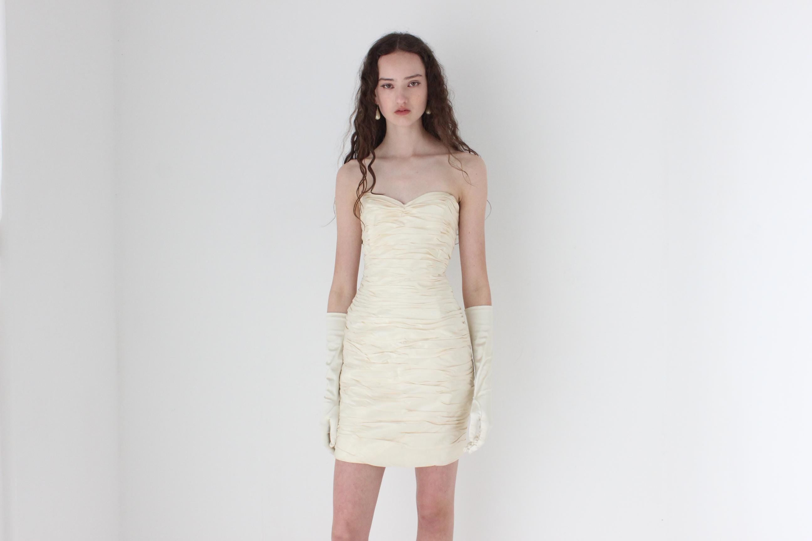 1990s Roland Nivelais Textural Silk Taffeta Mini