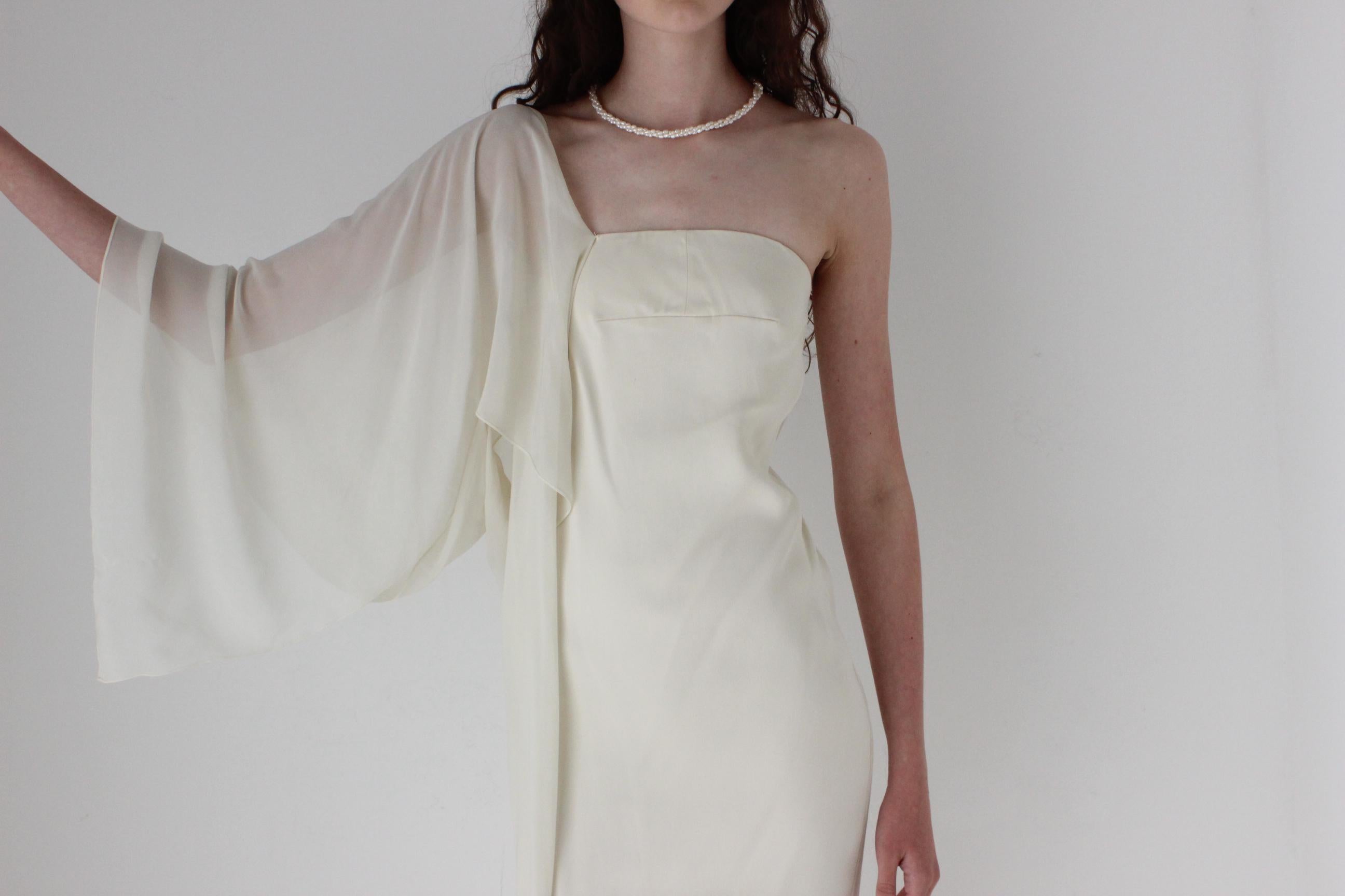 2000s Asymmetric One Shoulder Sheath Dress