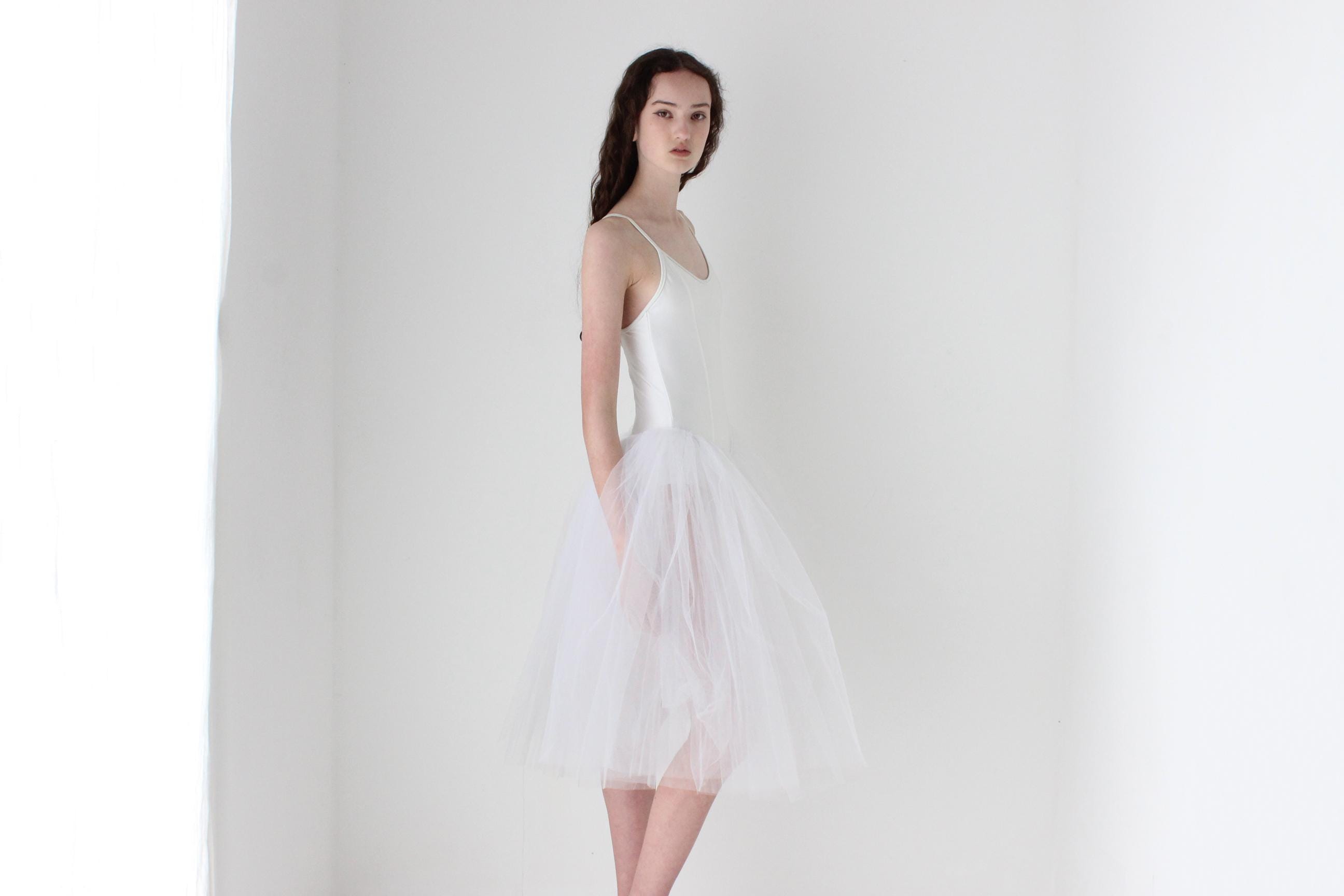 90s White Swan Ballet Tutu Party Dress