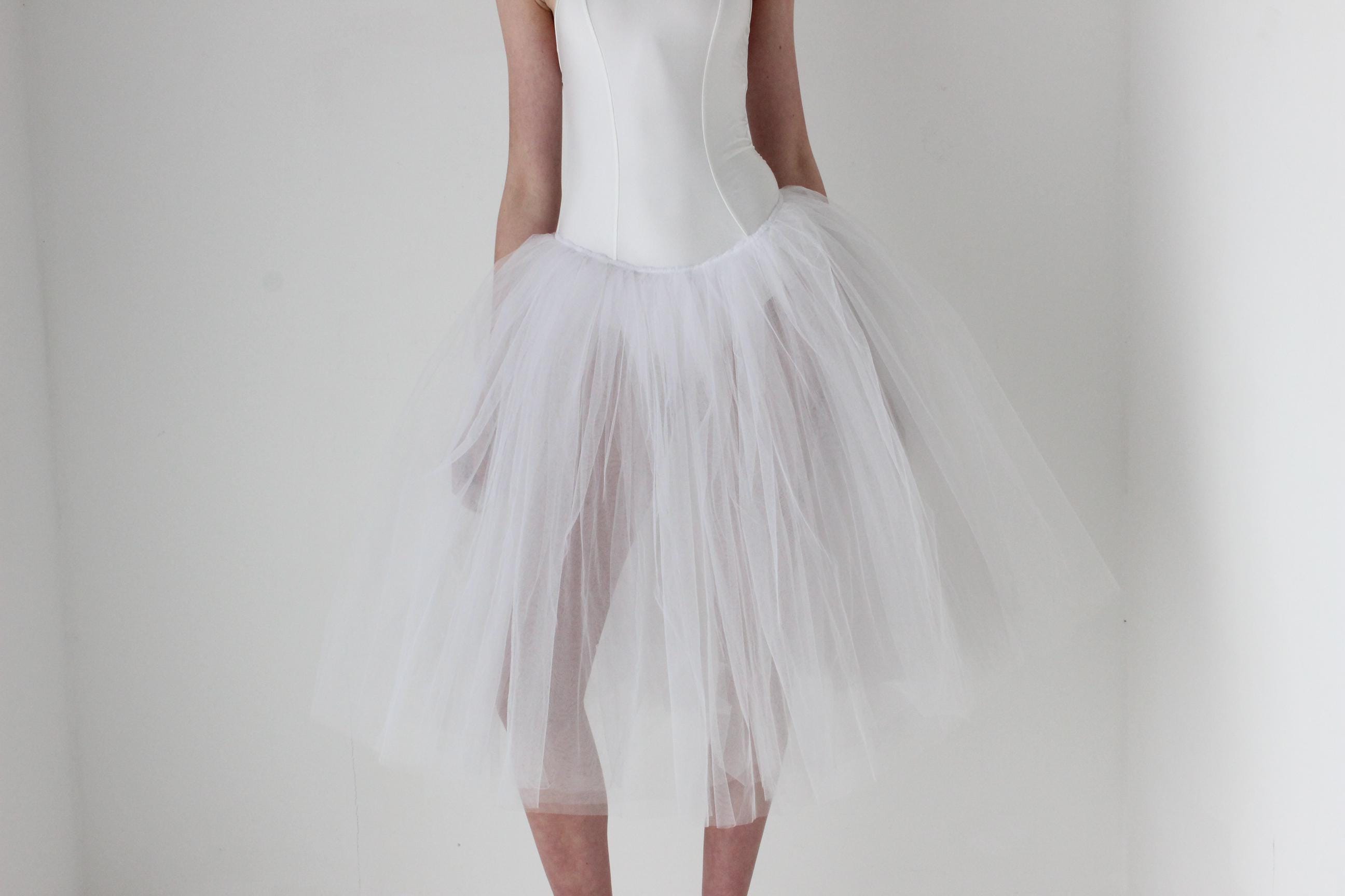 90s White Swan Ballet Tutu Party Dress