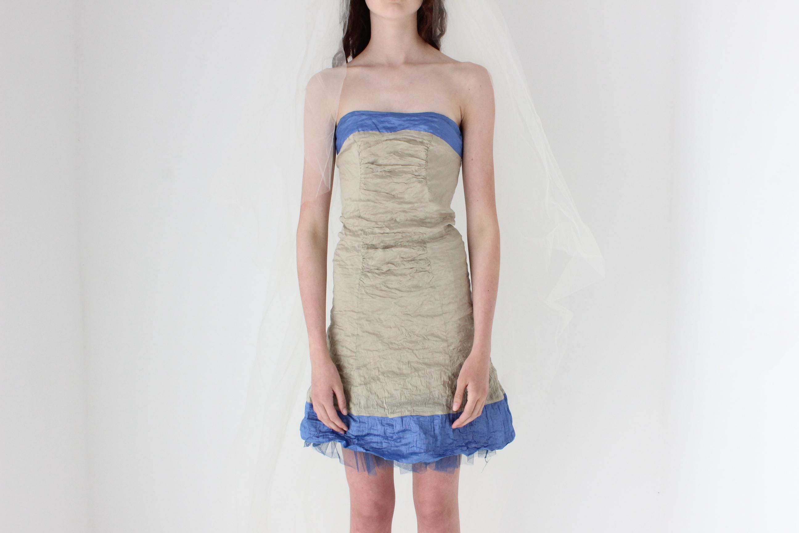 Y2K Nicole Miller Metallic Strapless Mini