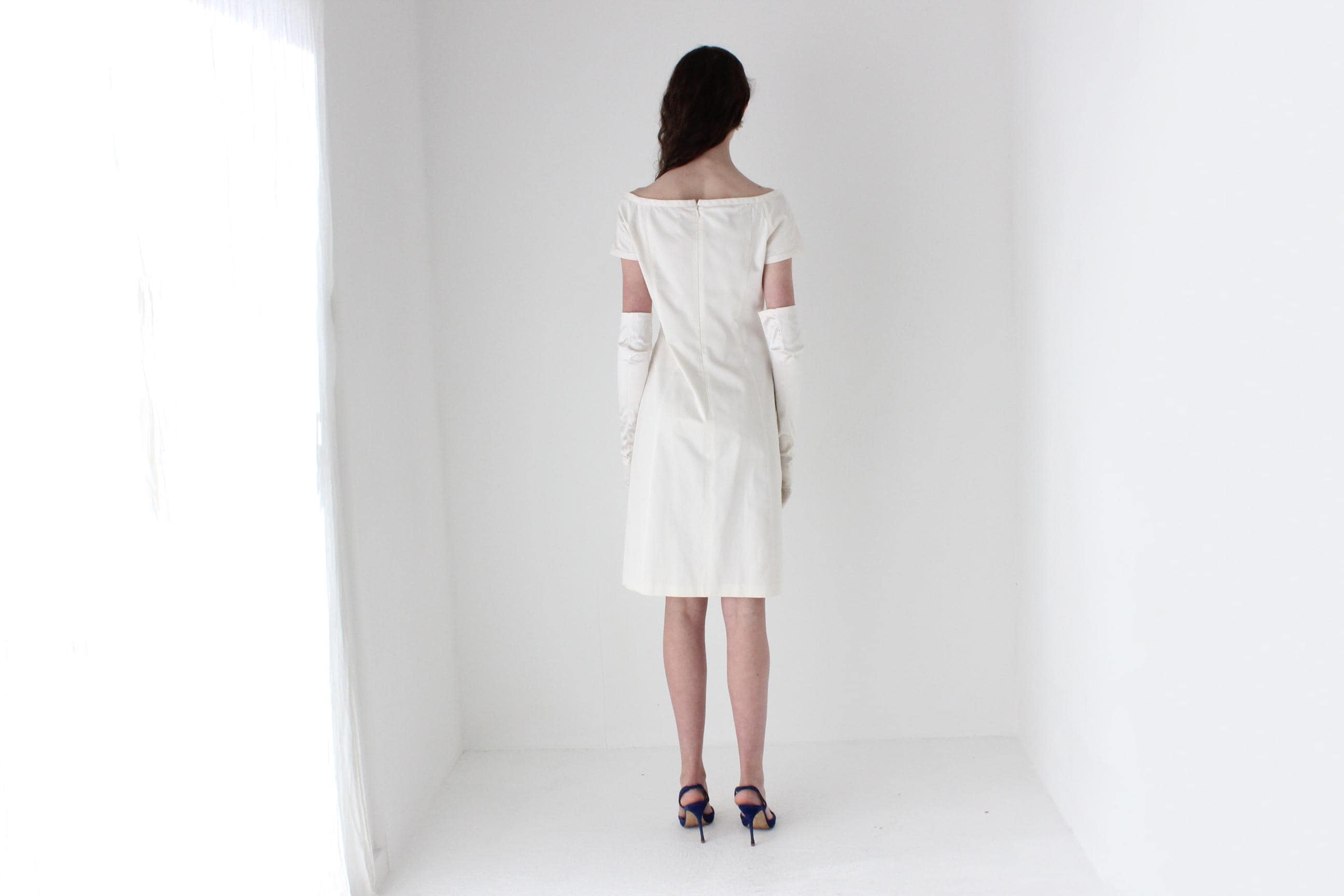 2000s Narcisco Rodriguez Silk Open Neck Short Sleeve Mini