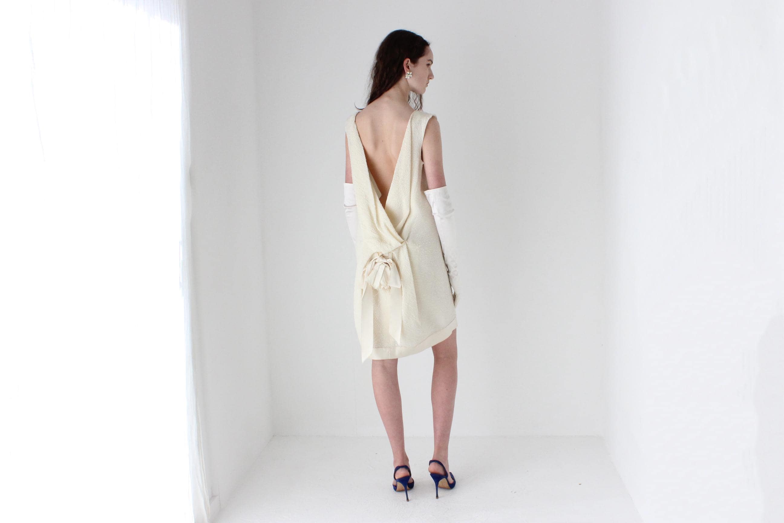 2004 LANVIN Silk Cloque Mini w/ Stunning Rosette