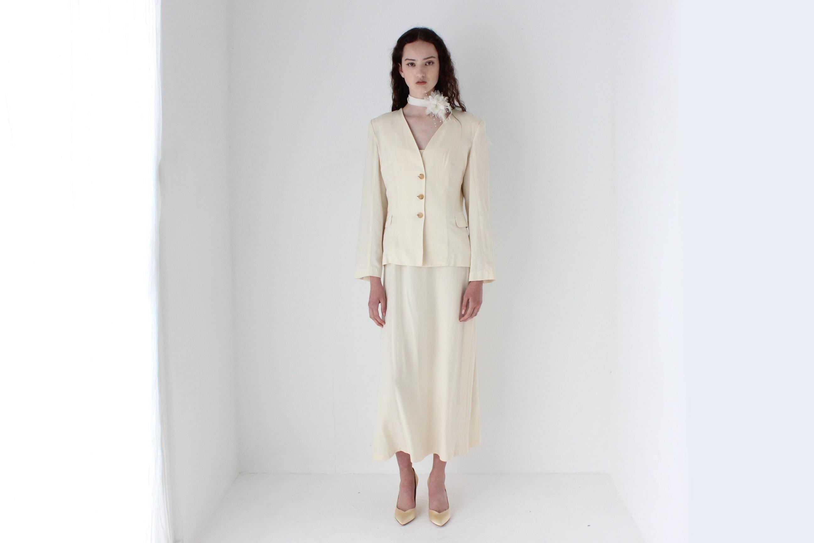 90s Morgane Le Fey Silk / Wool 'Two Piece' Jacket & Dress