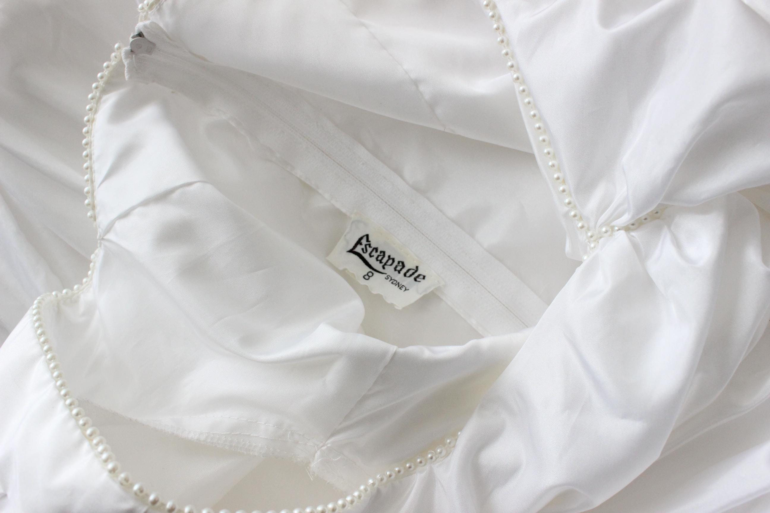 80s Puff Taffeta Drop Waist Dress