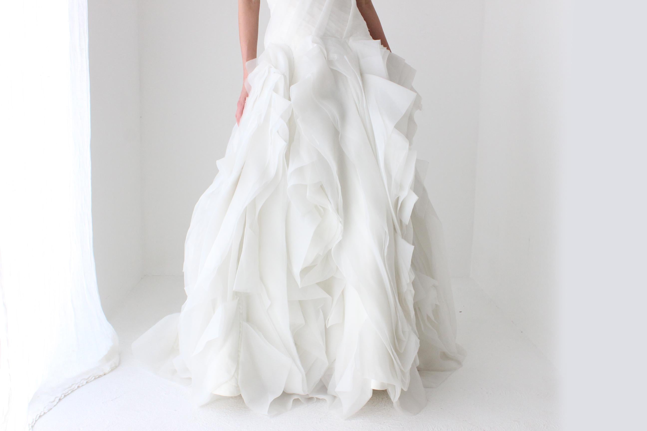 Custom 2000s 'Distressed' Organza Wedding Gown