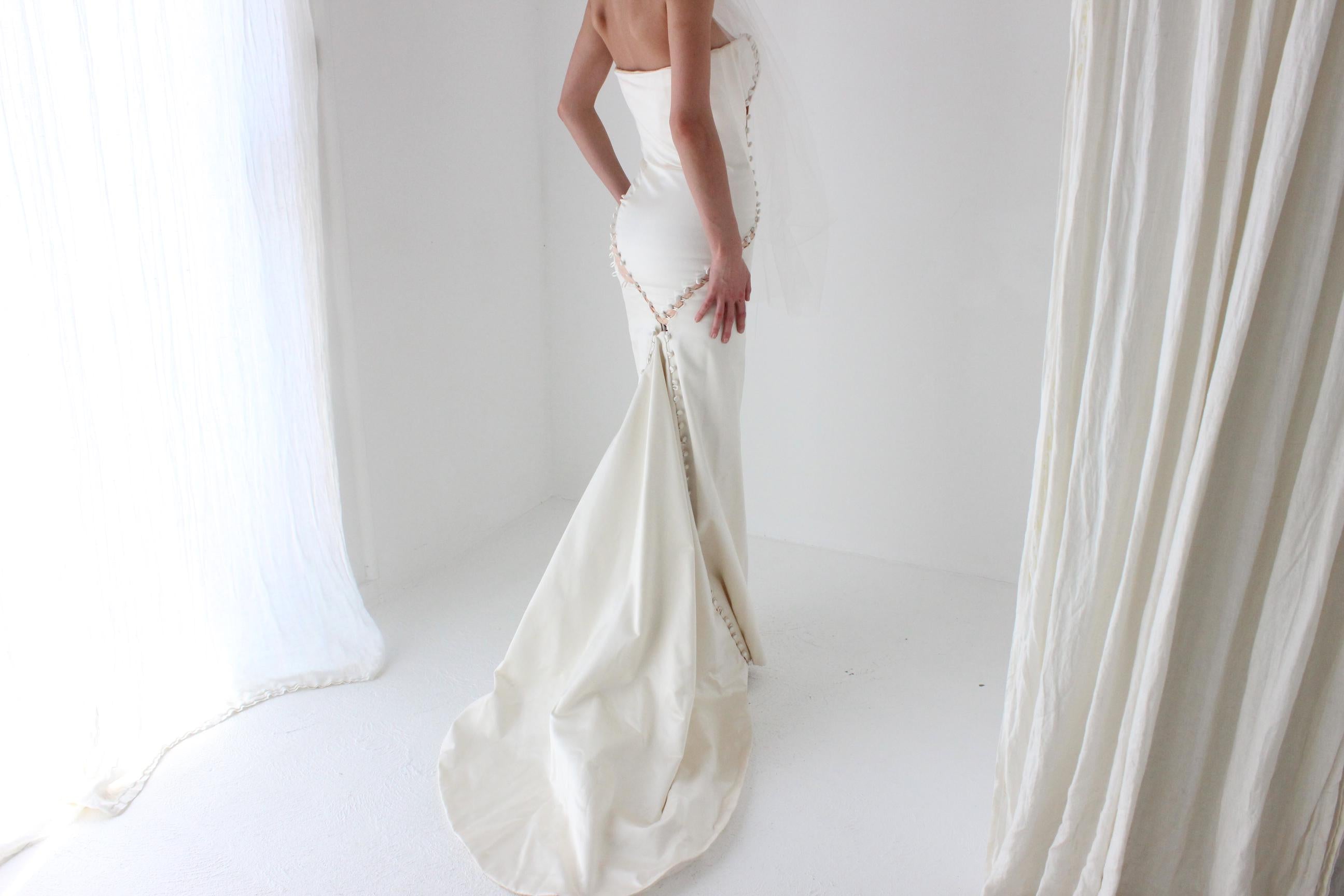 2011 Douglas Hannant Silk Satin Deconstructed Mermaid Gown