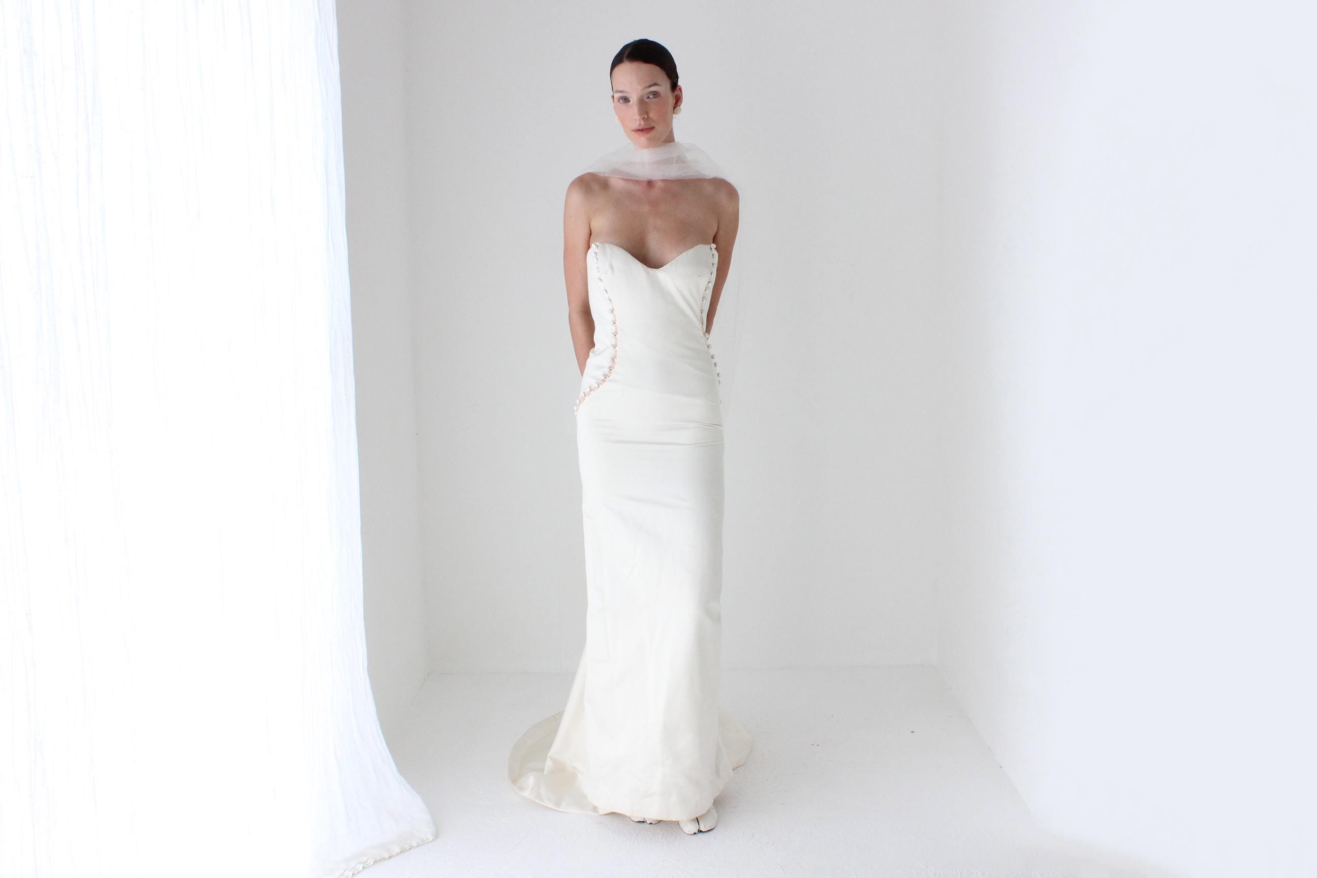 2011 Douglas Hannant Silk Satin Deconstructed Mermaid Gown