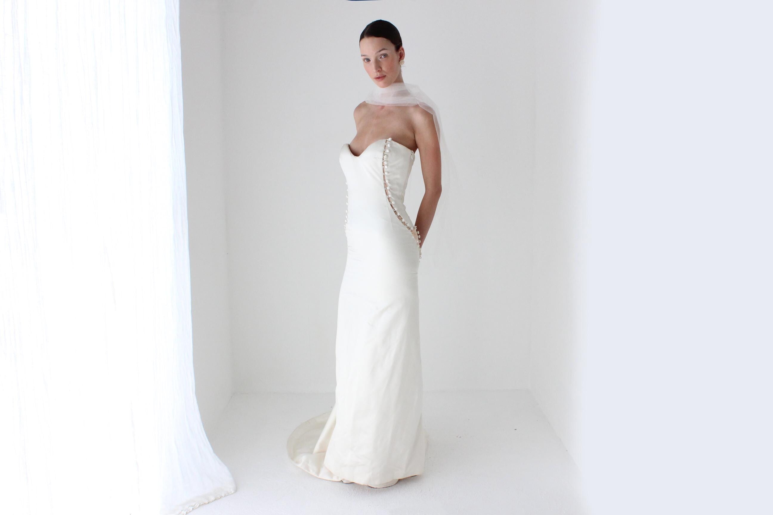 2011 Douglas Hannant Silk Satin Deconstructed Mermaid Gown