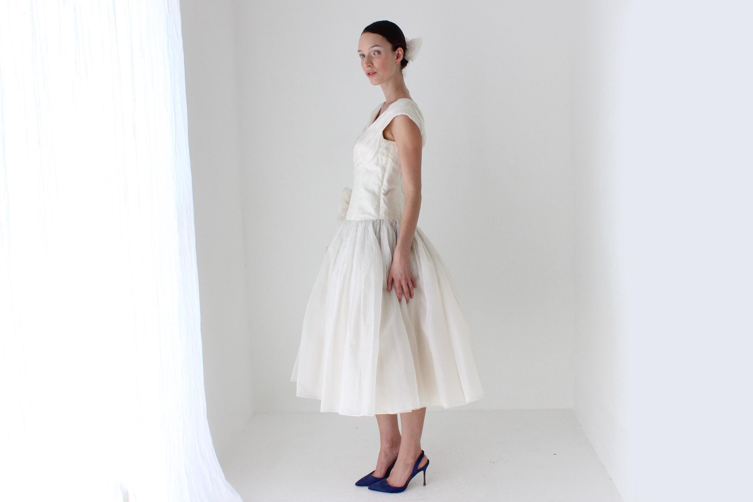 1989 Custom Made Silk Organza Sculptural Puff Dress