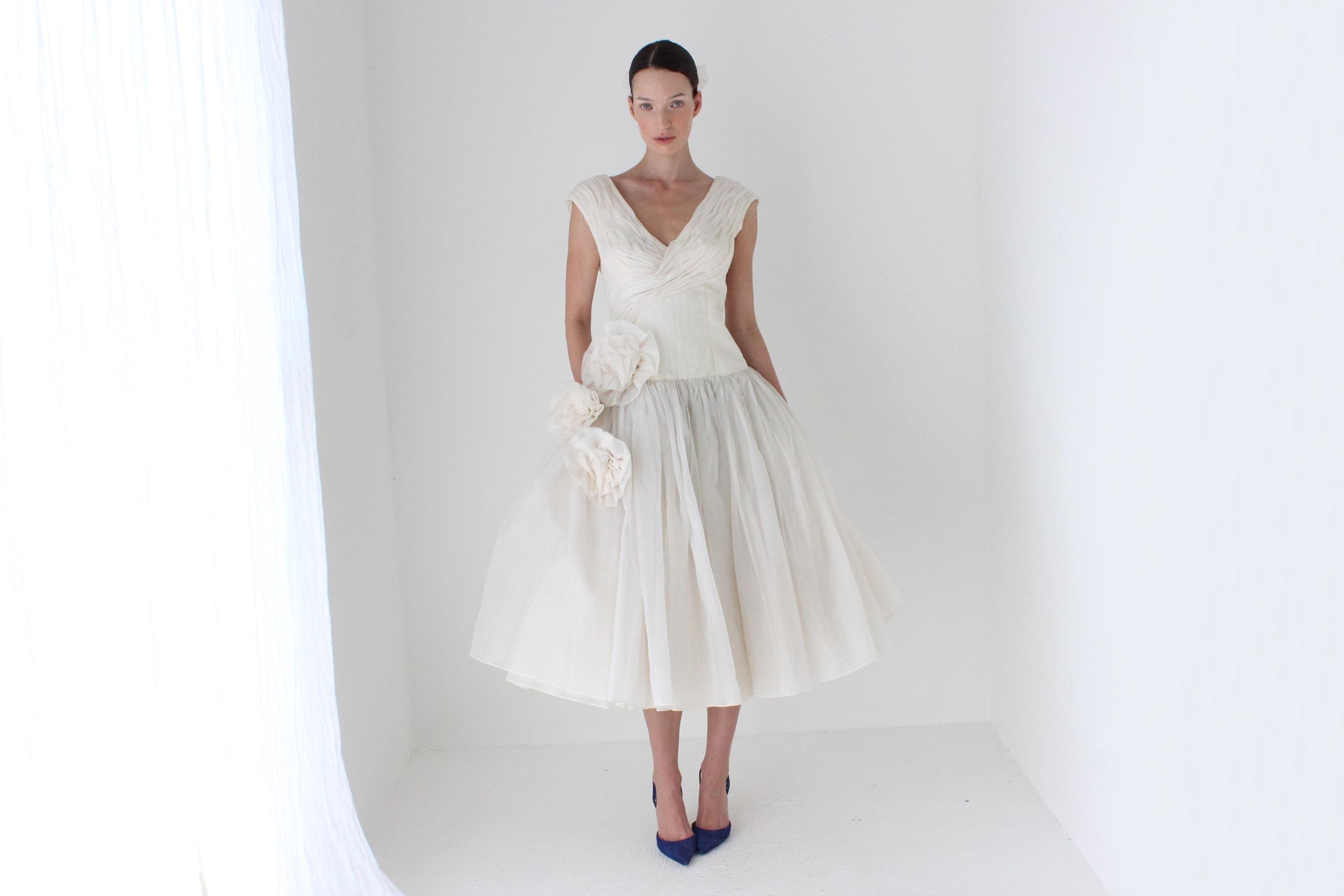 1989 Custom Made Silk Organza Sculptural Puff Dress