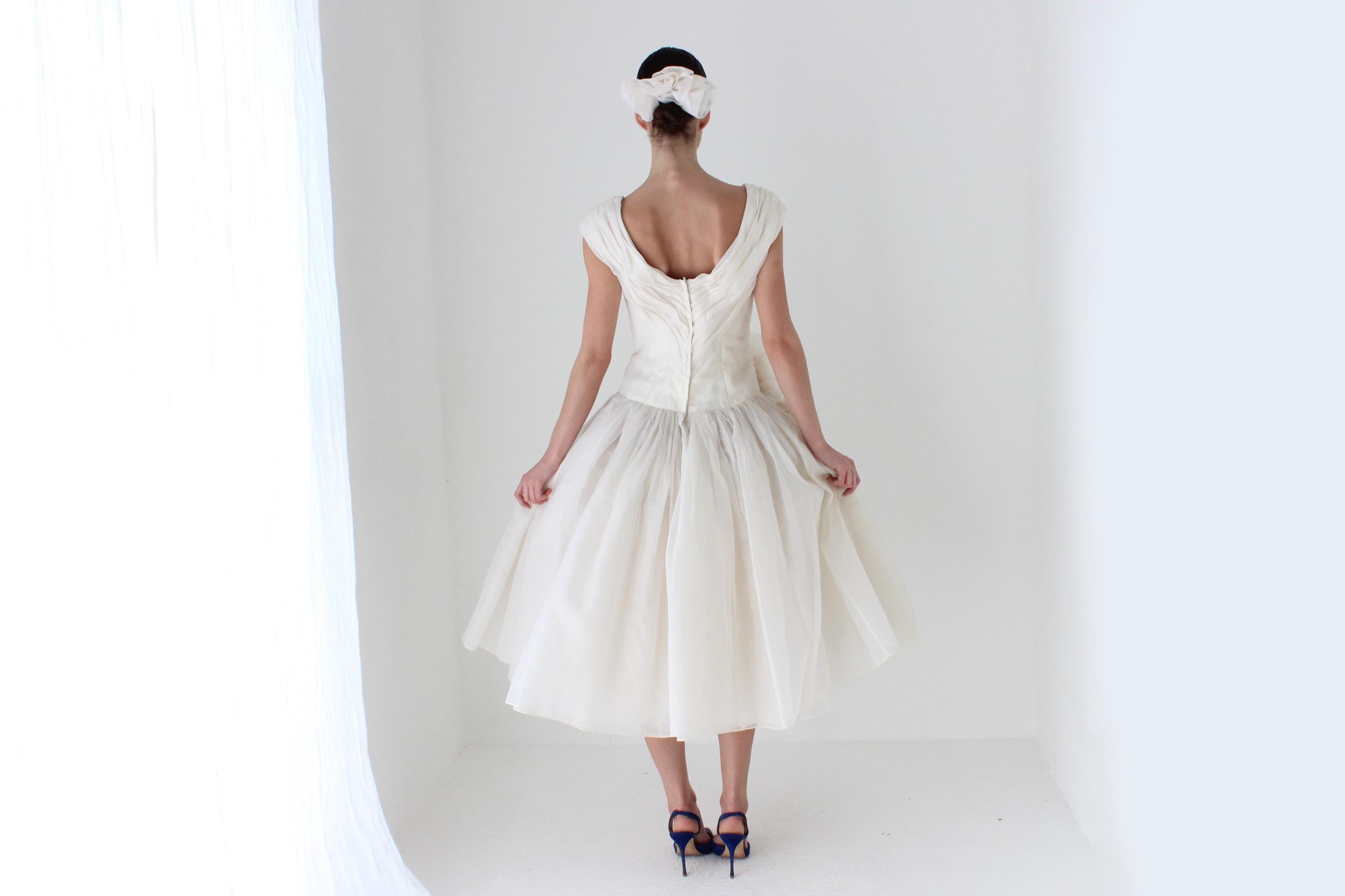 1989 Custom Made Silk Organza Sculptural Puff Dress
