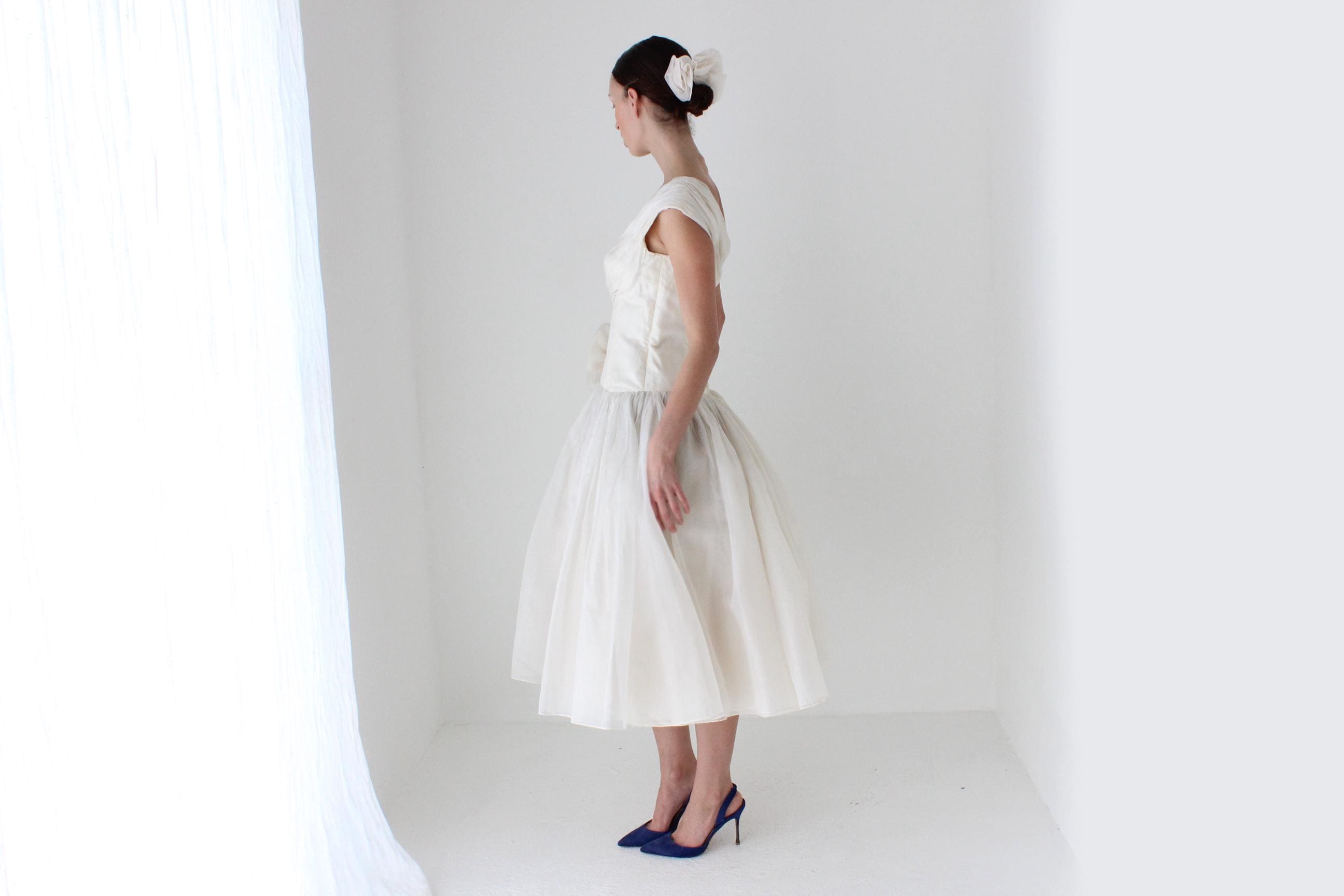 1989 Custom Made Silk Organza Sculptural Puff Dress
