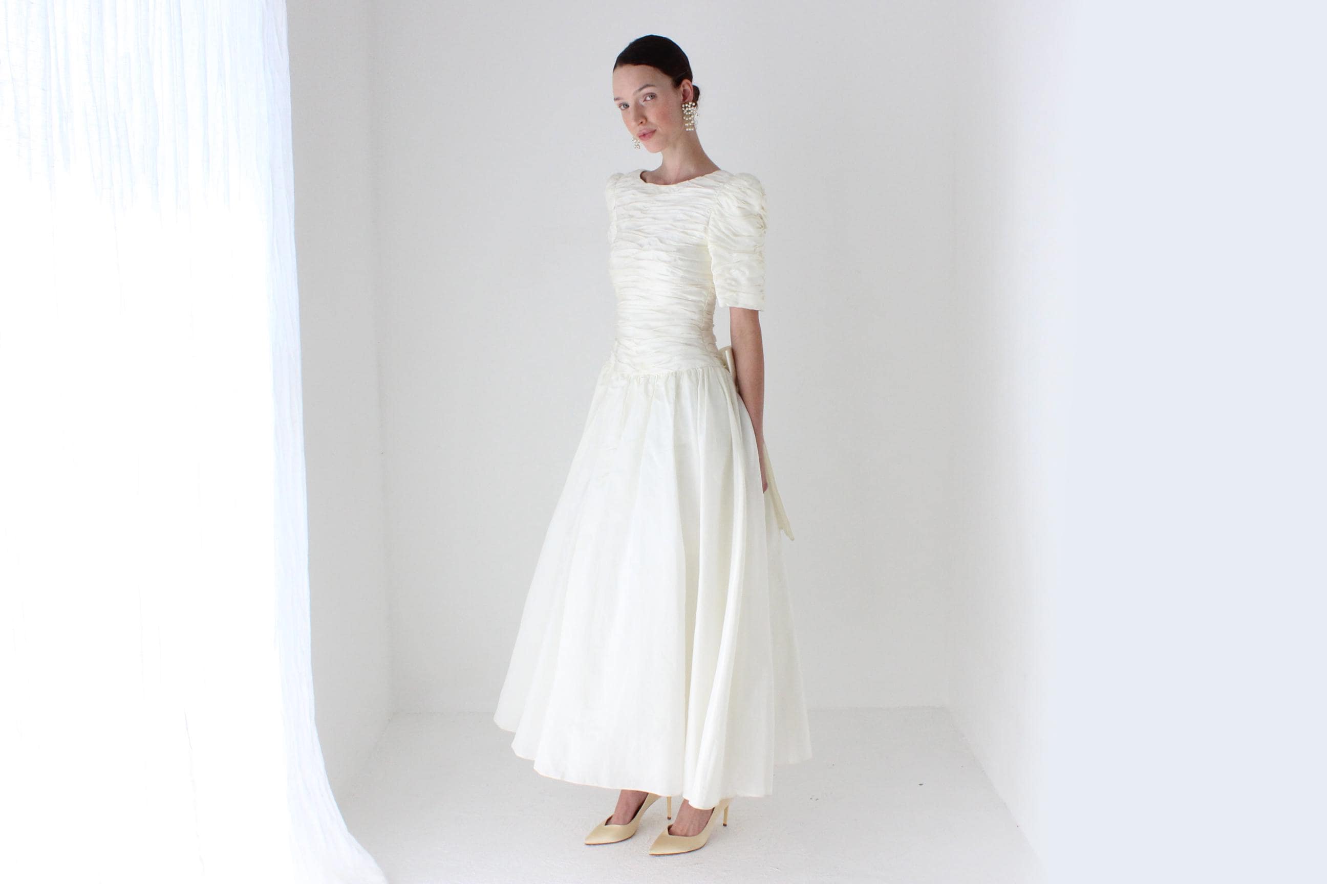 Glorious 80s Victor Costa Silk Taffeta Tea Length Dress