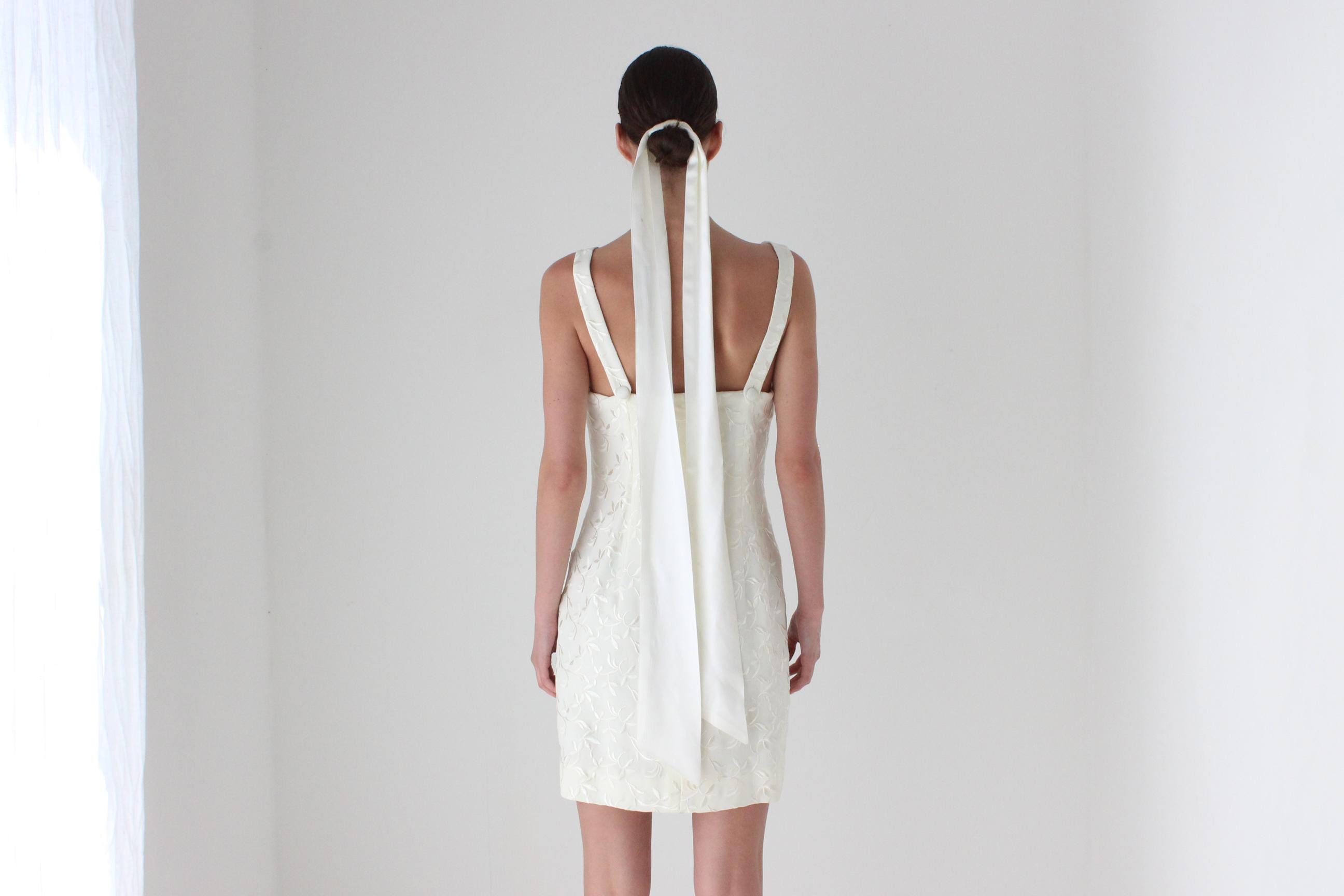 90s Nicole Miller Embroidered Boat Neck Dress