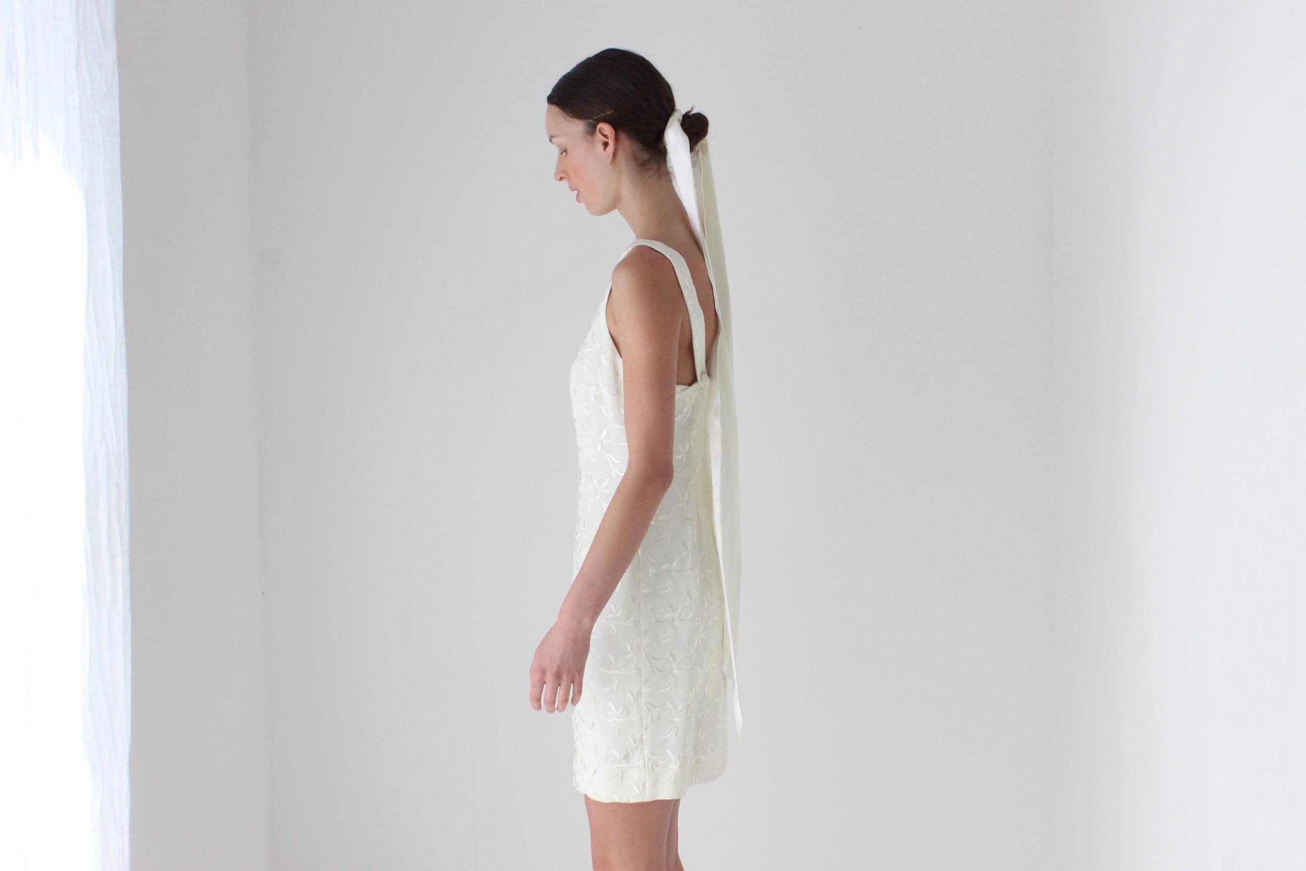 90s Nicole Miller Embroidered Boat Neck Dress