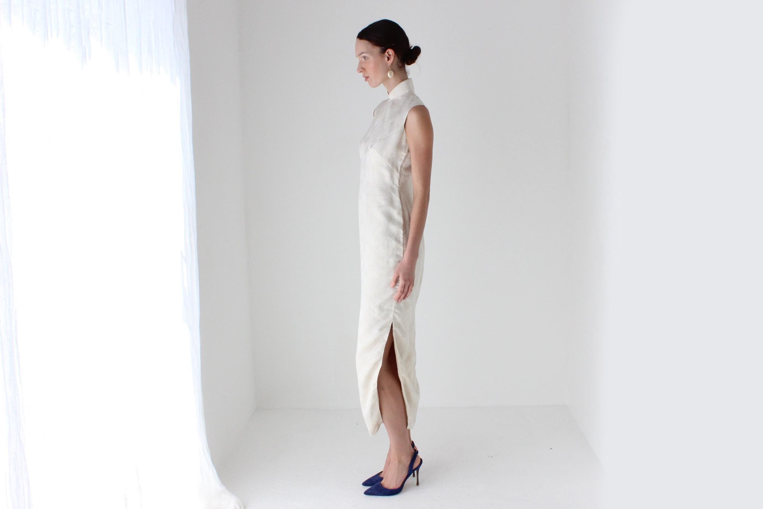 80s Custom Made Mandarin Collar Dress