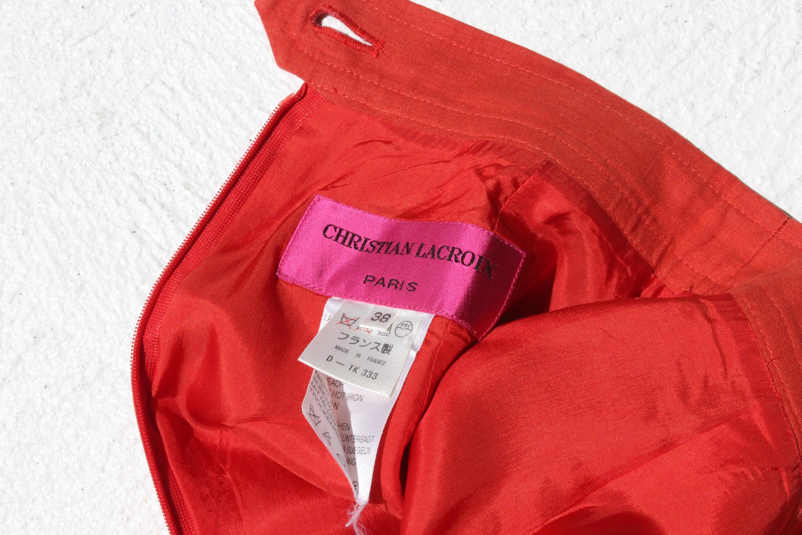 FRENCH COLLECTION 90s Christian Lacroix Coral Linen Mini Skirt