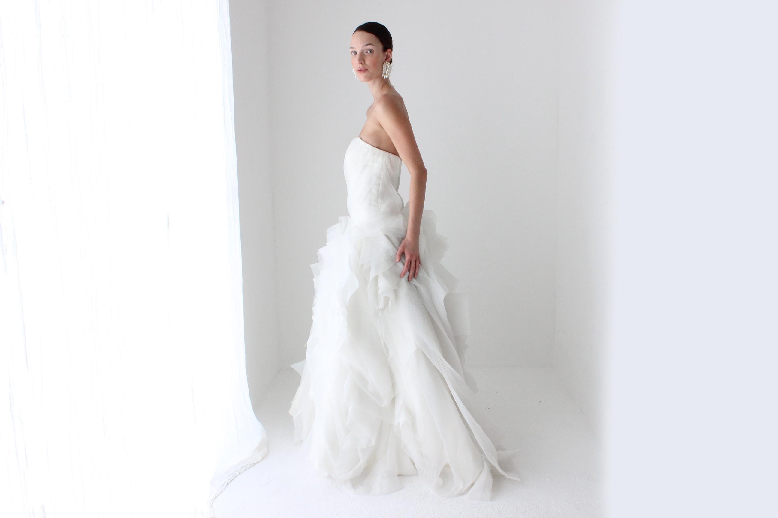 Custom 2000s 'Distressed' Organza Wedding Gown